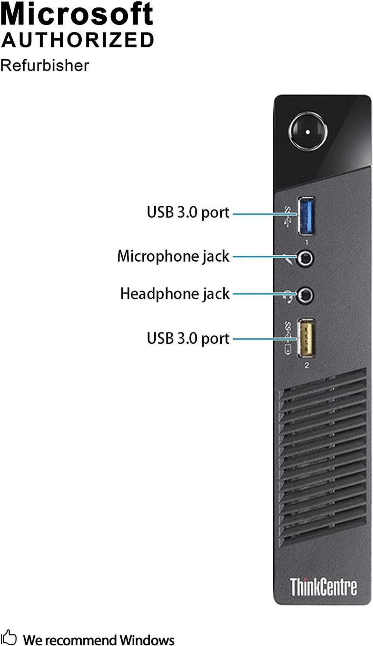 Alt view image 3 of 6 - Lenovo Micro Desktop Computer Thinkcentre M93p Mini Business PC, Intel Quad Core i5 4570T,8GB RAM,256GB SSD, USB Wifi, HDMI, Wired Keyboard & Mouse, Windows 10 Pro (Renewed)