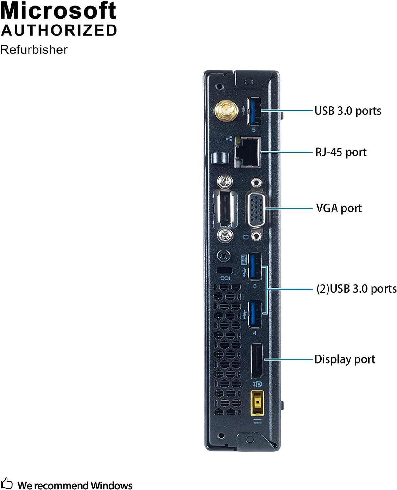 Alt view image 4 of 6 - Lenovo Micro Desktop Computer Thinkcentre M93p Mini Business PC, Intel Quad Core i5 4570T,8GB RAM,256GB SSD, USB Wifi, HDMI, Wired Keyboard & Mouse, Windows 10 Pro (Renewed)