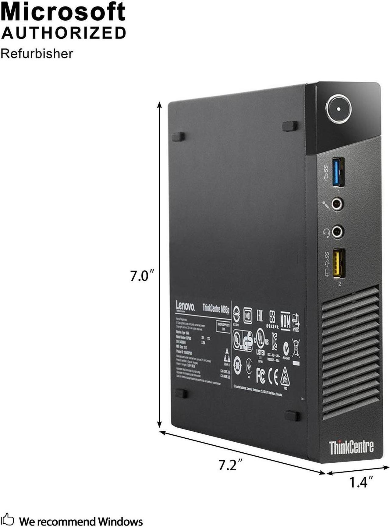 Alt view image 2 of 6 - Lenovo Micro Desktop Computer Thinkcentre M93p Mini Business PC, Intel Quad Core i5 4570T,8GB RAM,256GB SSD, USB Wifi, HDMI, Wired Keyboard & Mouse, Windows 10 Pro (Renewed)