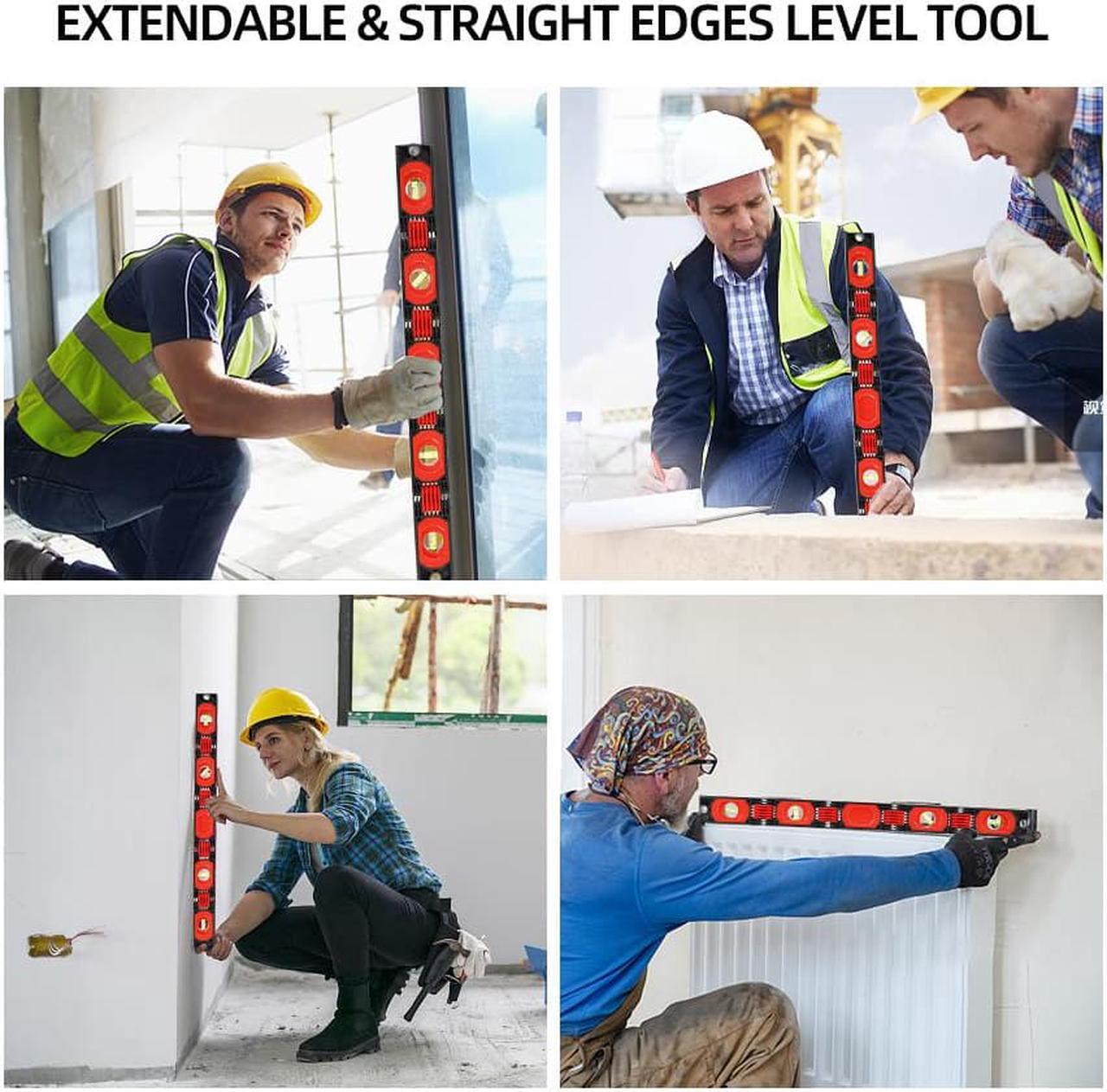 Alt view image 2 of 6 - Foldable Level Tool Magnetic Multi Function Folding Level Bendable Extendable Bubble Leveler 28inch Torpedo Level Magnetic Woodworking Tools Line Measuring for Craftsman