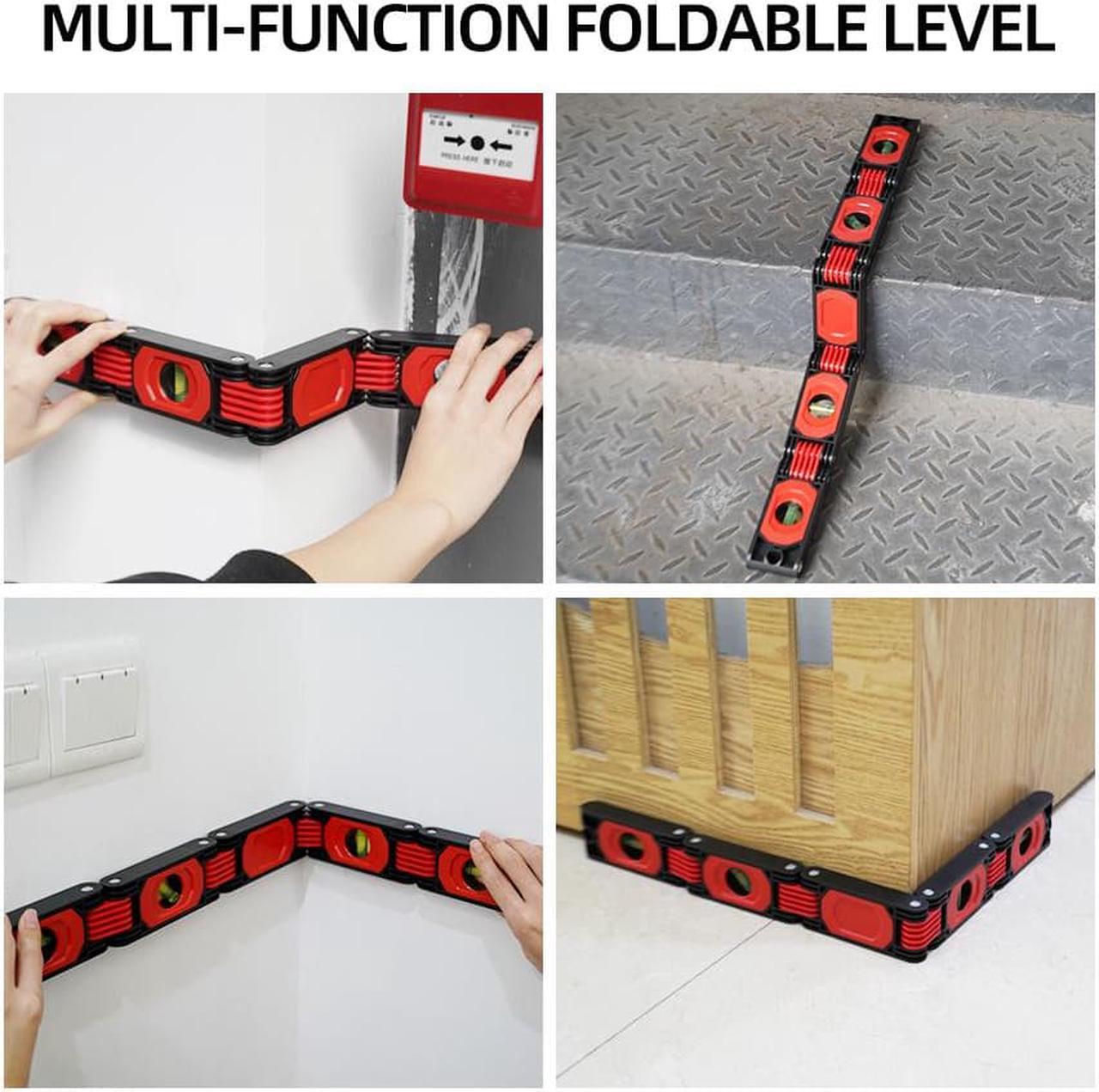 Alt view image 3 of 6 - Foldable Level Tool Magnetic Multi Function Folding Level Bendable Extendable Bubble Leveler 28inch Torpedo Level Magnetic Woodworking Tools Line Measuring for Craftsman