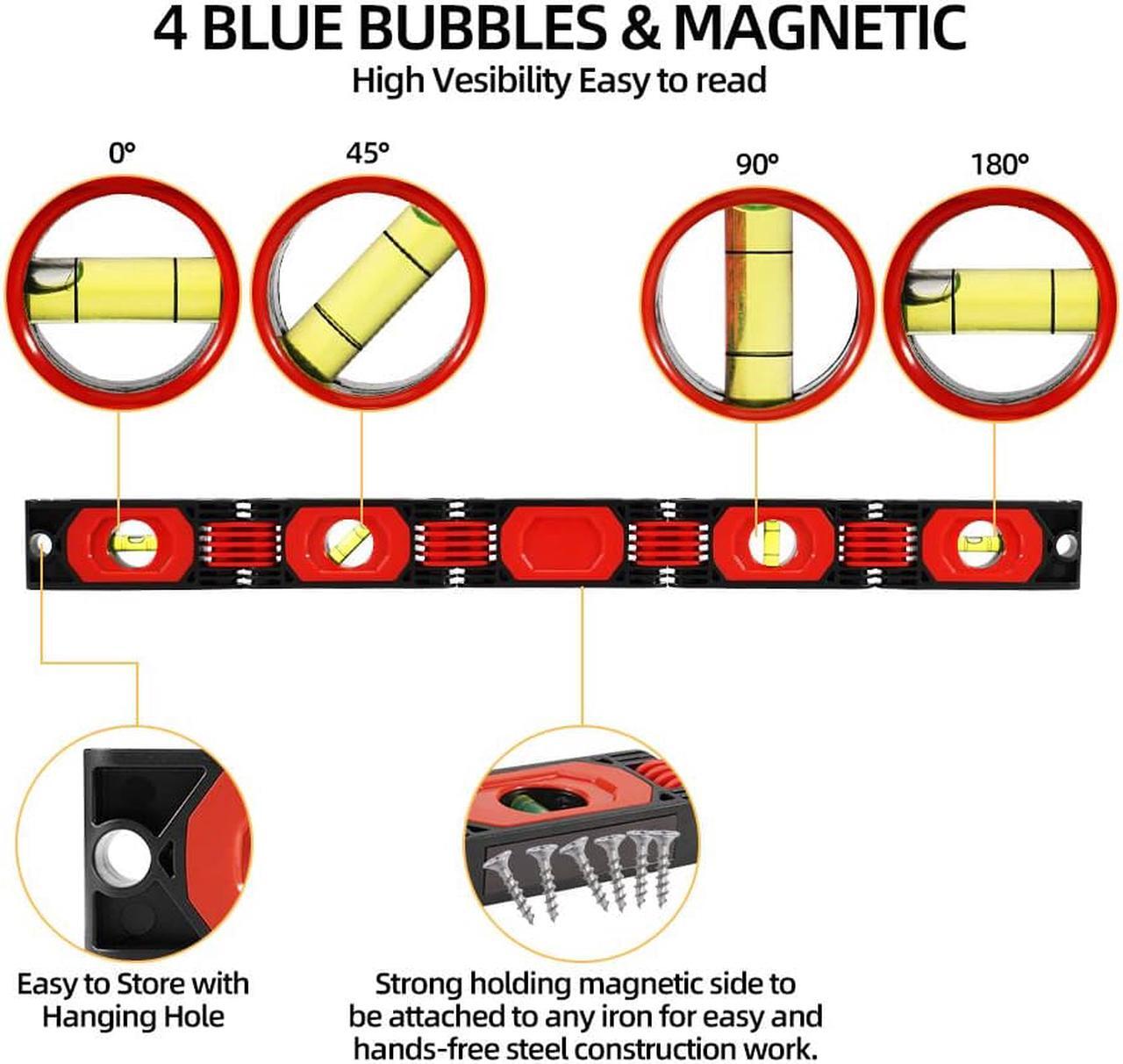 Alt view image 4 of 6 - Foldable Level Tool Magnetic Multi Function Folding Level Bendable Extendable Bubble Leveler 28inch Torpedo Level Magnetic Woodworking Tools Line Measuring for Craftsman