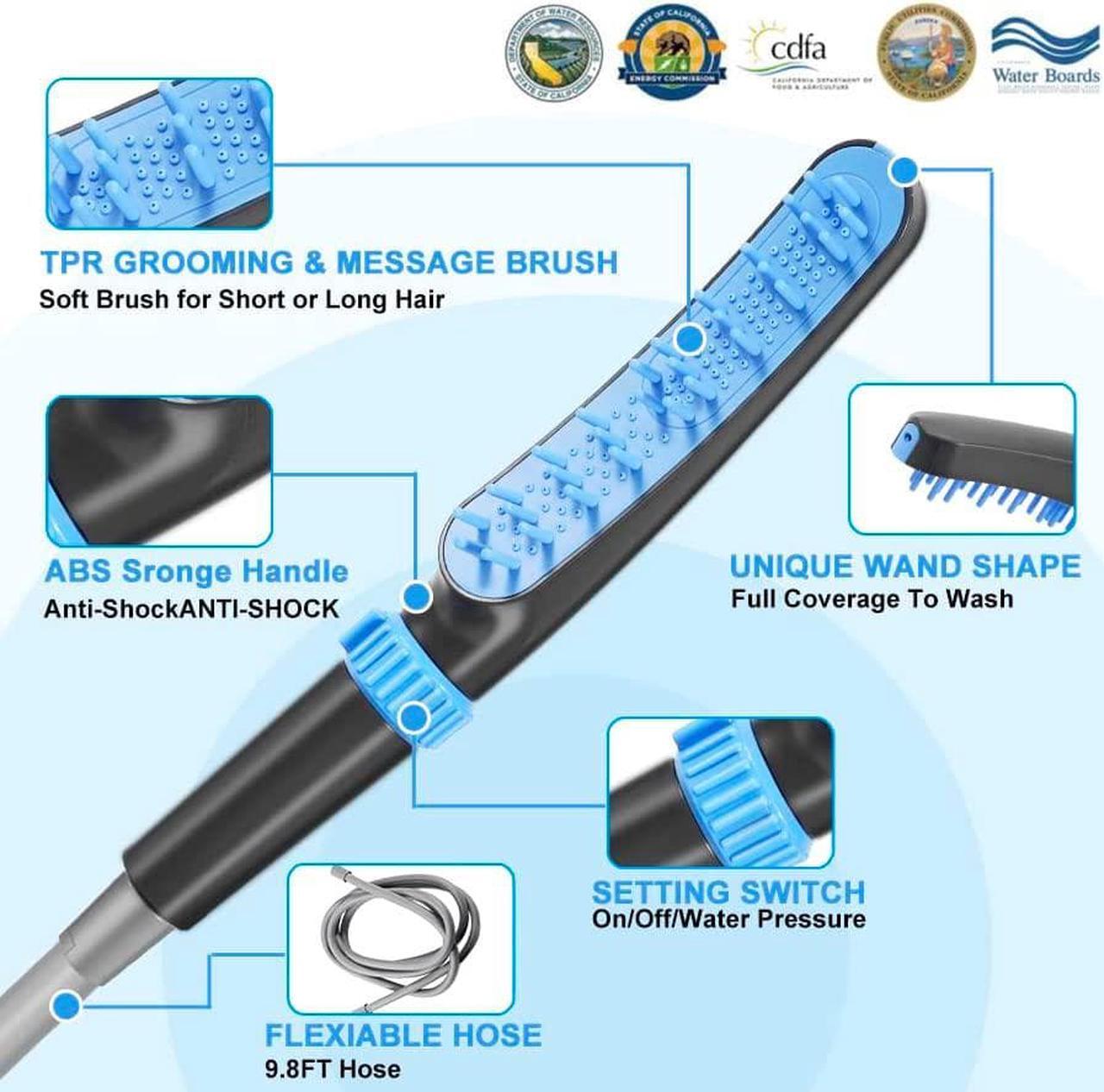 Alt view image 4 of 7 - Pet Shower Attachment for Tub Spout, Dog Bathtub Shower Sprayer Attachment, Pet Bath Brush and Scrubber Adjustable Water Flow Dog Washing Shower Attachment