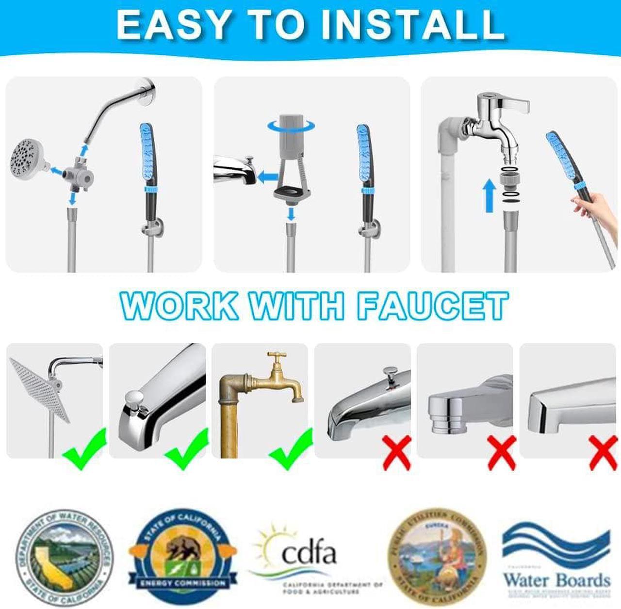 Alt view image 6 of 7 - Pet Shower Attachment for Tub Spout, Dog Bathtub Shower Sprayer Attachment, Pet Bath Brush and Scrubber Adjustable Water Flow Dog Washing Shower Attachment