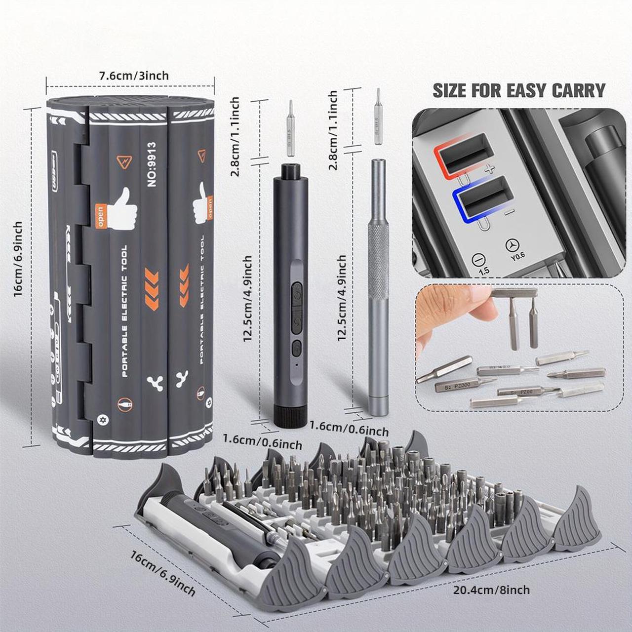 Alt view image 2 of 7 - SUSUMU Notebook precision disassembly maintenance rechargeable electric screwdriver set LED digital display high-end, powerful motor, five-speed torque adjustment,  S2, aluminum alloy