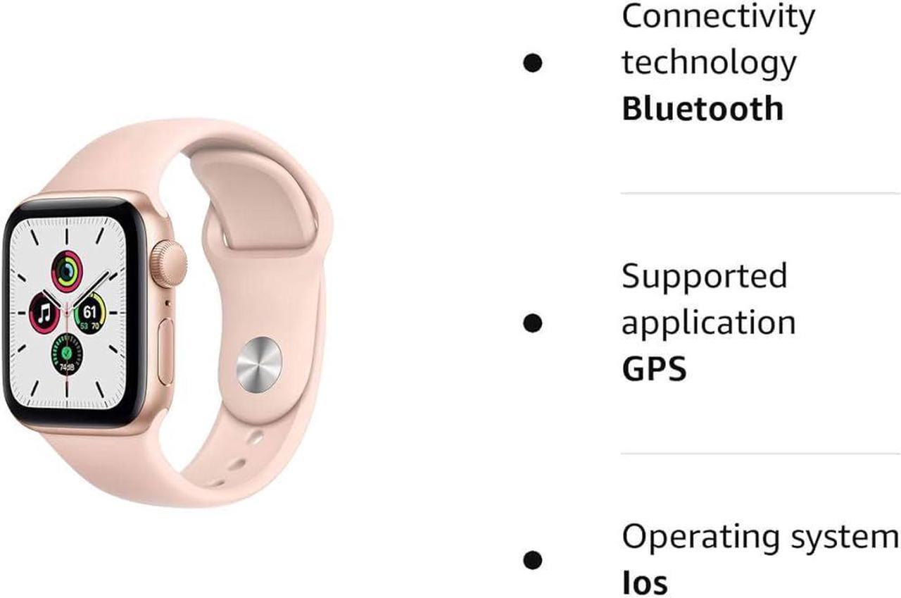 Alt view image 4 of 4 - Apple Watch Series SE 40MM Gold Aluminum Case with Pink Sport Band (GPS + Cellular) - Refurbished Very Good