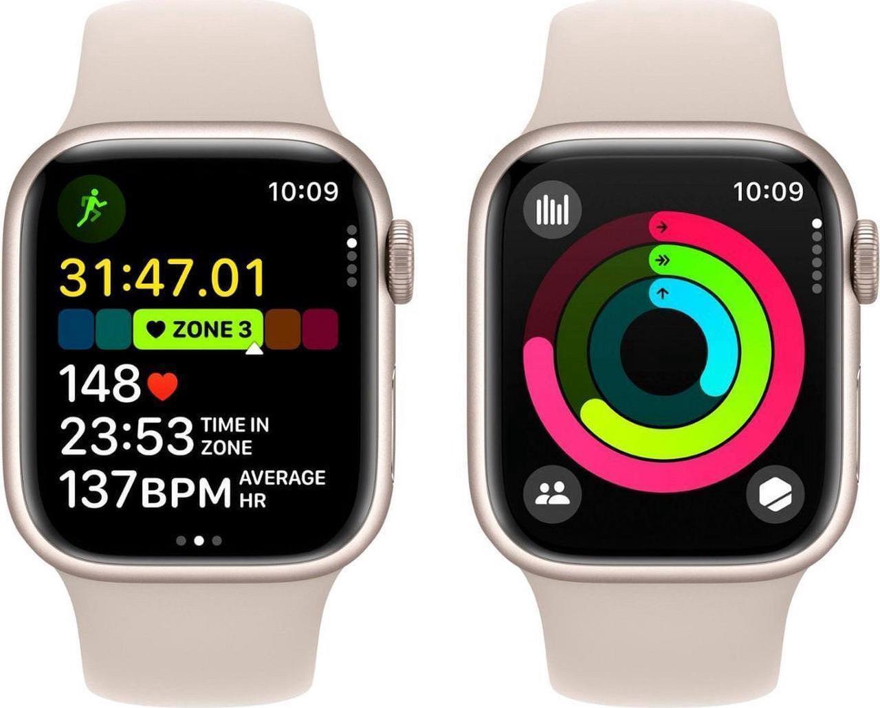 Alt view image 2 of 4 - Apple Watch Series 9 [GPS 41mm] Starlight Aluminum Case with Starlight Sport Band-Grade A