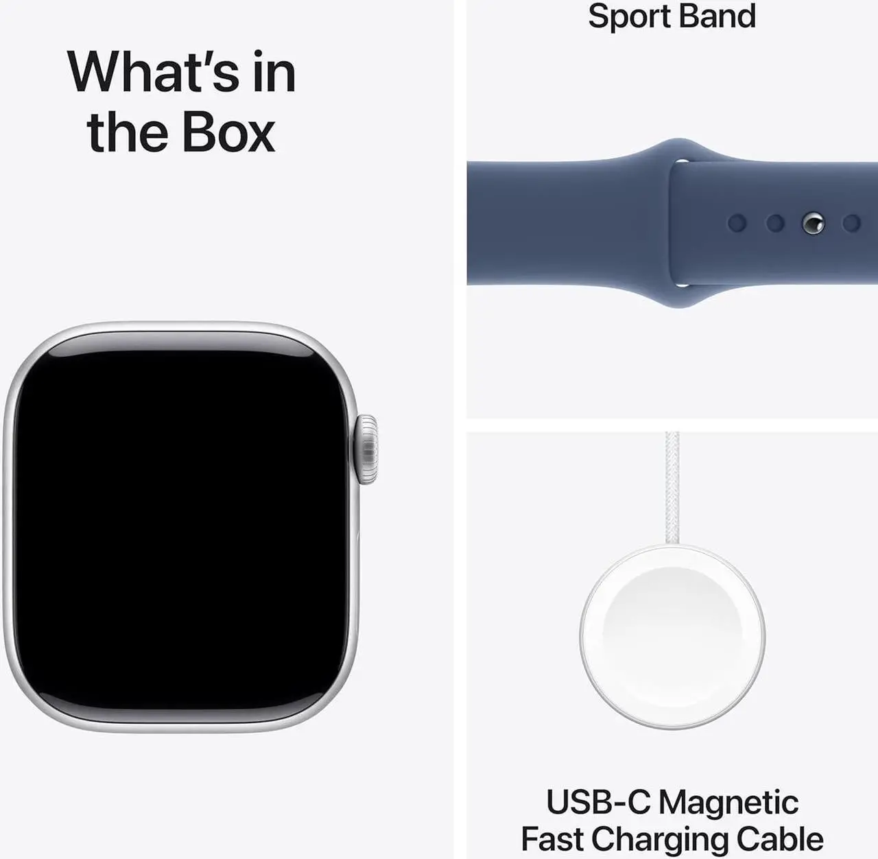 Alt view image 3 of 5 - Apple Watch Series 10 [GPS + Cellular 42mm] Silver Aluminum Case with Blue Sport Band-Grade A
