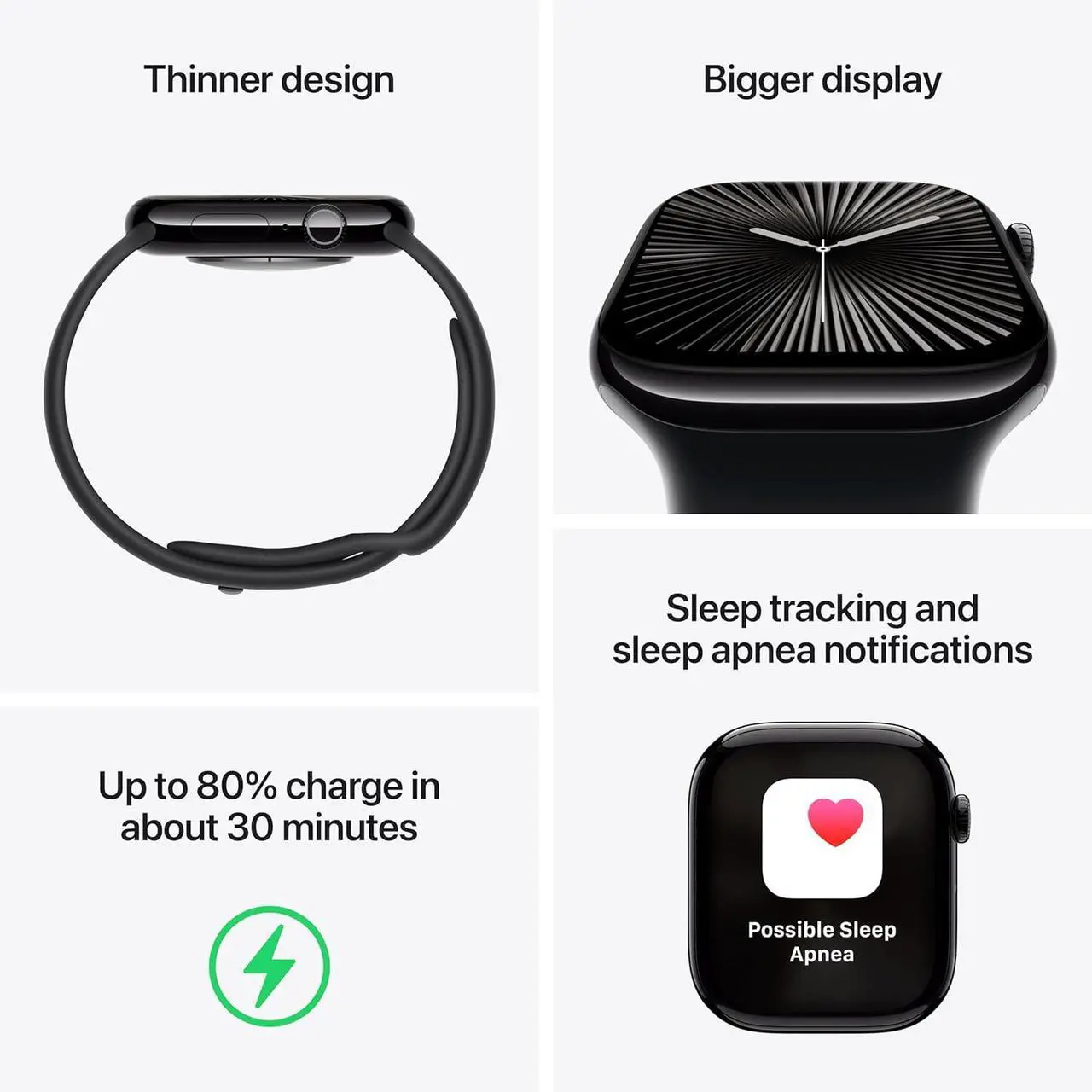 Alt view image 6 of 7 - Apple Watch Series 10 [GPS + Cellular 46mm] Jet Black Aluminum Case with Black Sport Band-Grade A