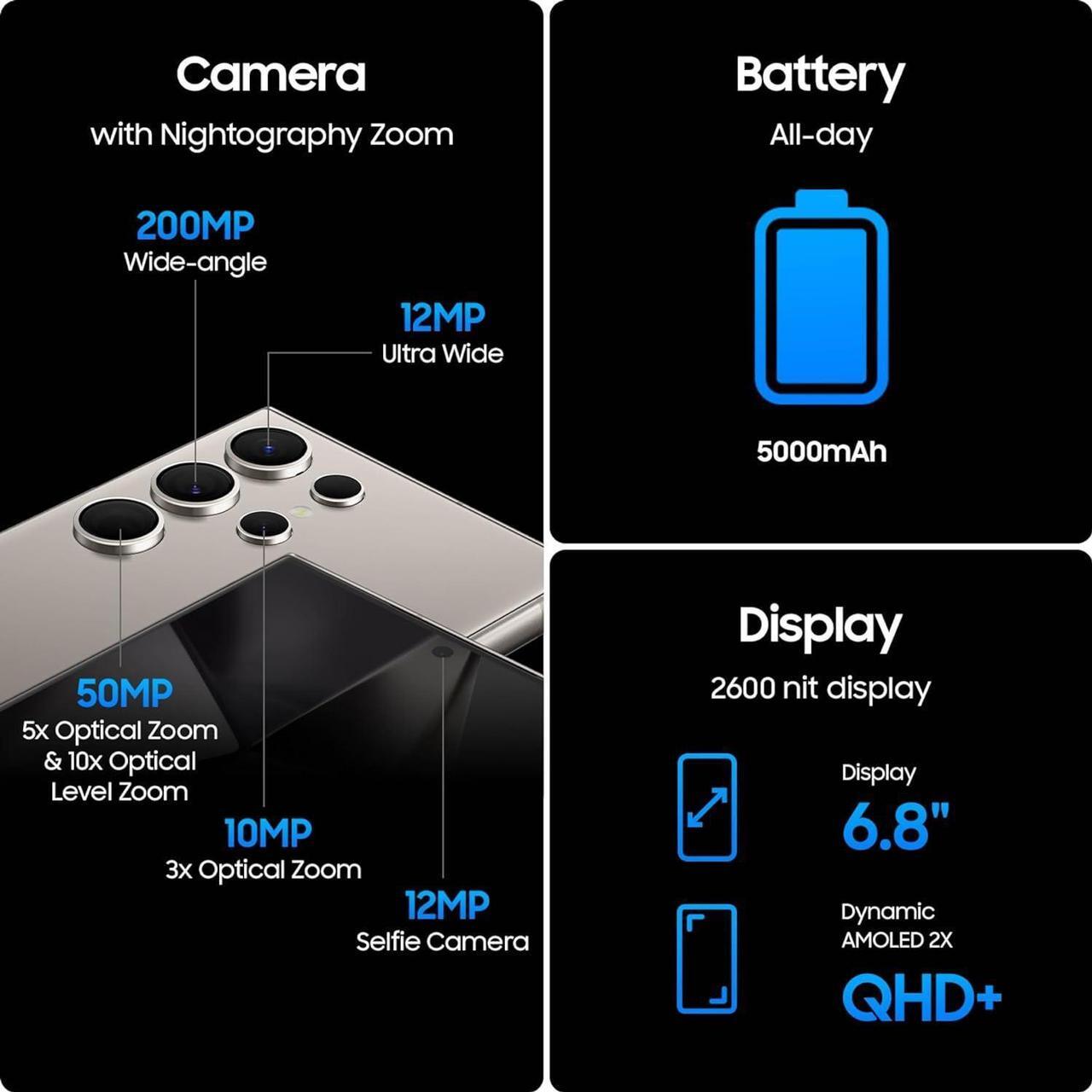Alt view image 4 of 6 - Samsung Galaxy S24 Ultra 512GB Fully Unlocked Titanium Black-Grade A