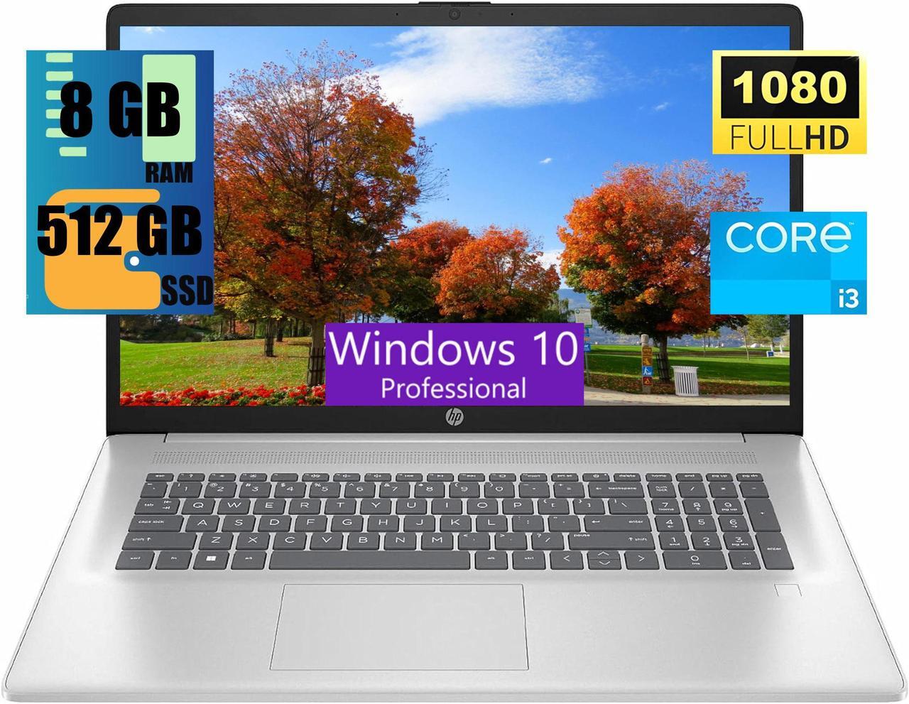 Main image of HP 17 Laptop, 17.3" FHD (1920 x 1080) Display, Intel Core i3-N305 8 Cores Processor, Intel UHD Graphics, 8GB DDR4  512GB PCIe SSD, Webcam, HDMI, Fingerprint Reader, Wi-Fi 6, Windows 10 Pro