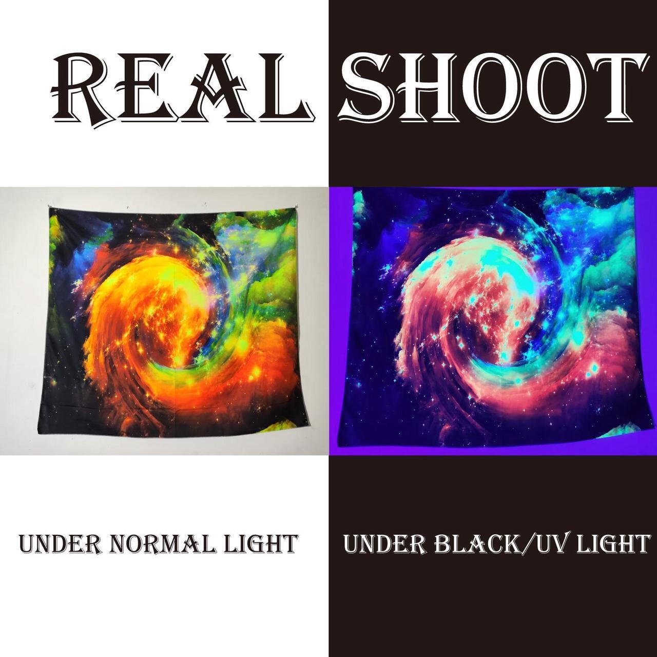 Alt view image 4 of 6 - Sinsoledad Galaxy Blacklight Tapestry UV Reactive Space Wall Black Light Posters Blue Starry Trippy Nebula Star Purple Universe Planets Tapestries for Party Bedroom Living Room,59" x 51"