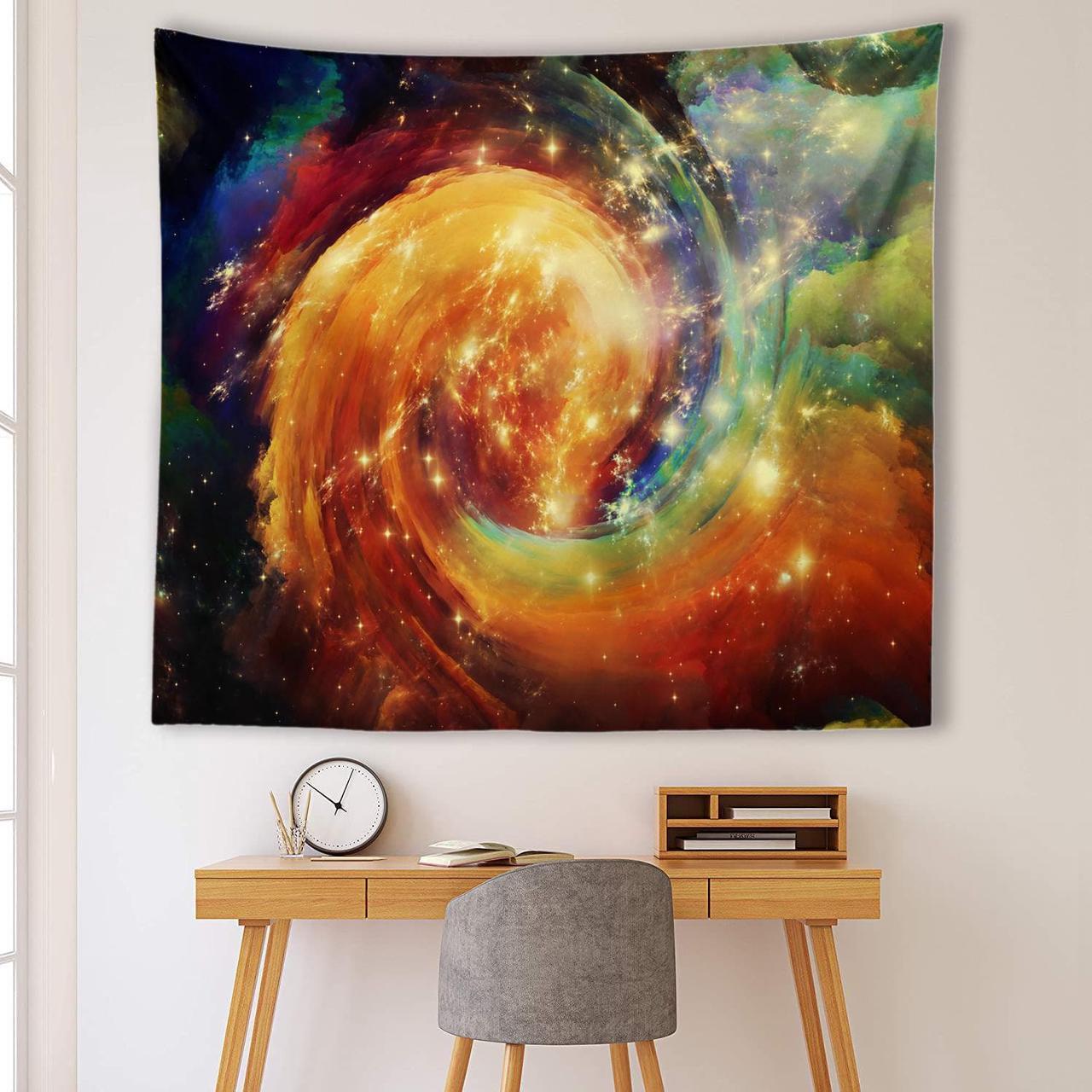 Alt view image 3 of 6 - Sinsoledad Galaxy Blacklight Tapestry UV Reactive Space Wall Black Light Posters Blue Starry Trippy Nebula Star Purple Universe Planets Tapestries for Party Bedroom Living Room,59" x 51"