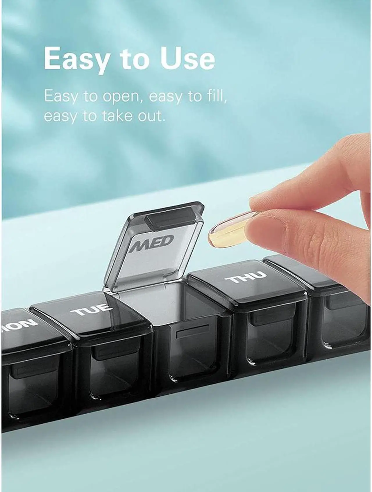 Alt view image 7 of 7 - 7 Days Extra Large Pill Organizer, Weekly Pill Box, Pill Case, Medicine Organizer for Vitamins, Fish Oils or Supplements