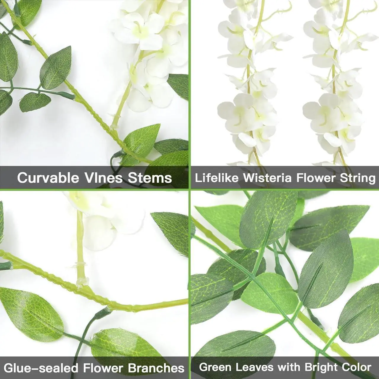 Alt view image 2 of 7 - SINSOLEDAD 5pcs Wisteria Artificial Flowers Garland, Fake Wisteria Vine Kit, Hanging Flower for House Outdoor Garden Ceremony Outside Wedding Arch Floral Decor, Xmas Decor,