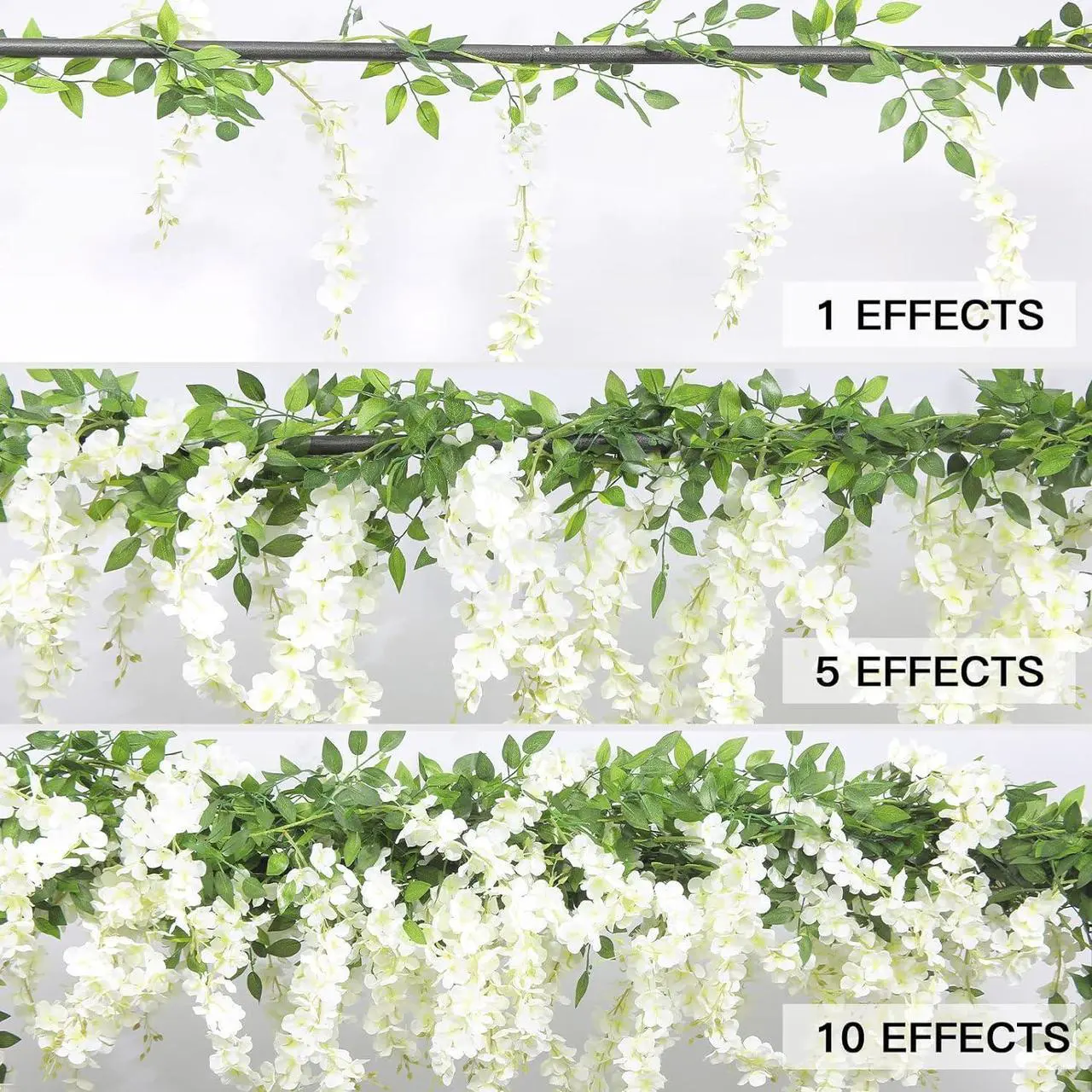 Alt view image 5 of 7 - SINSOLEDAD 5pcs Wisteria Artificial Flowers Garland, Fake Wisteria Vine Kit, Hanging Flower for House Outdoor Garden Ceremony Outside Wedding Arch Floral Decor, Xmas Decor,