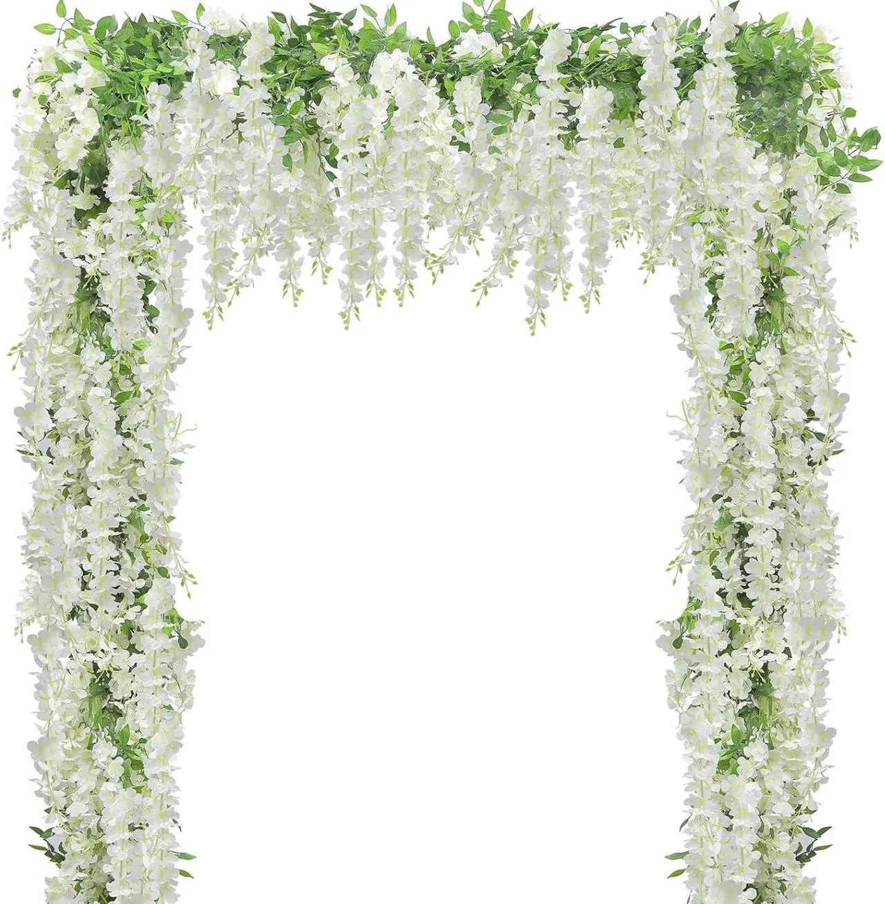 Main image of SINSOLEDAD 5pcs Wisteria Artificial Flowers Garland, Fake Wisteria Vine Kit, Hanging Flower for House Outdoor Garden Ceremony Outside Wedding Arch Floral Decor, Xmas Decor,