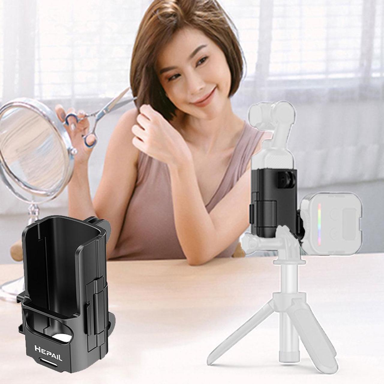 Alt view image 3 of 7 - For DJI Pocket 3 Expansion Adapter Frame Protective Bezel Extension Handle Adapter Frame Backpack Strap Mount Quick Clip Mount Compatible with DJI Osmo Pocket 3