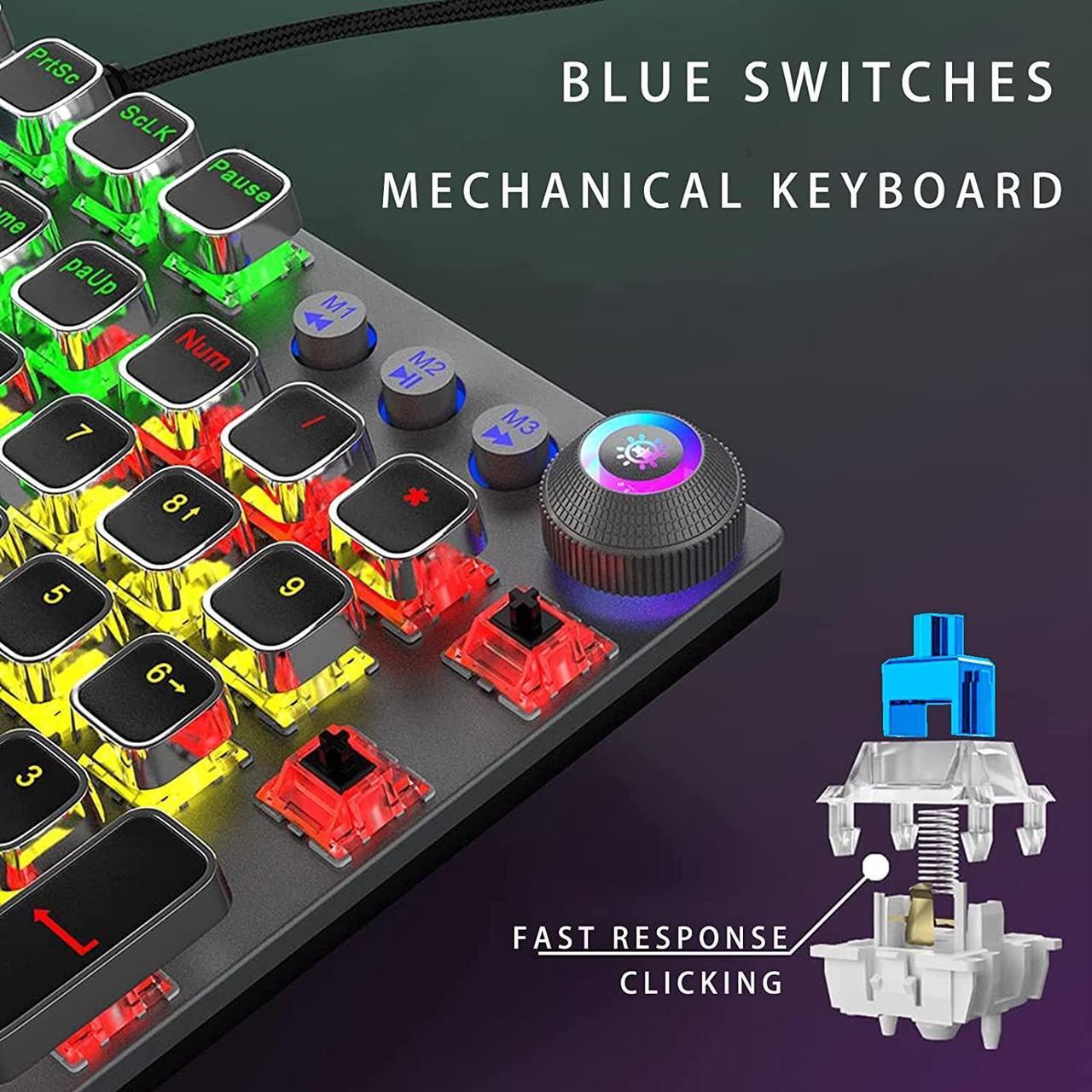 Alt view image 2 of 6 - Mechanical Keyboard with Wired Black Gaming Mouse Combo