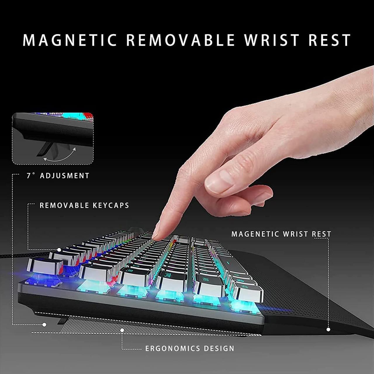 Alt view image 5 of 6 - Mechanical Keyboard with Wired Black Gaming Mouse Combo