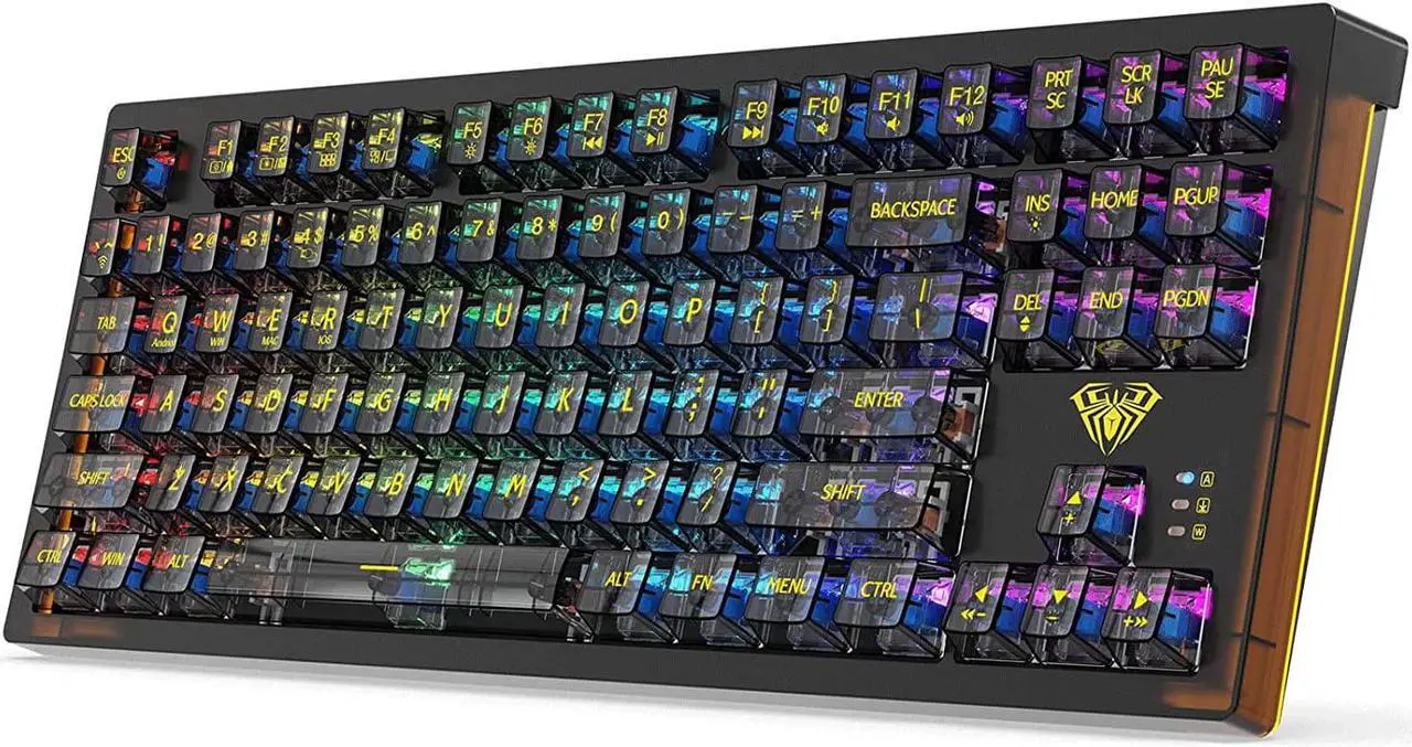 Main image of Wireless Gaming Keyboard, RGB Hot Swappable Mechanical Gaming Keyboard with 19 Side Light Modes, 2.4G & BT5.0 & USB-C, Programmable Macro Functionality, Transparent keycaps Gaming Keyboard