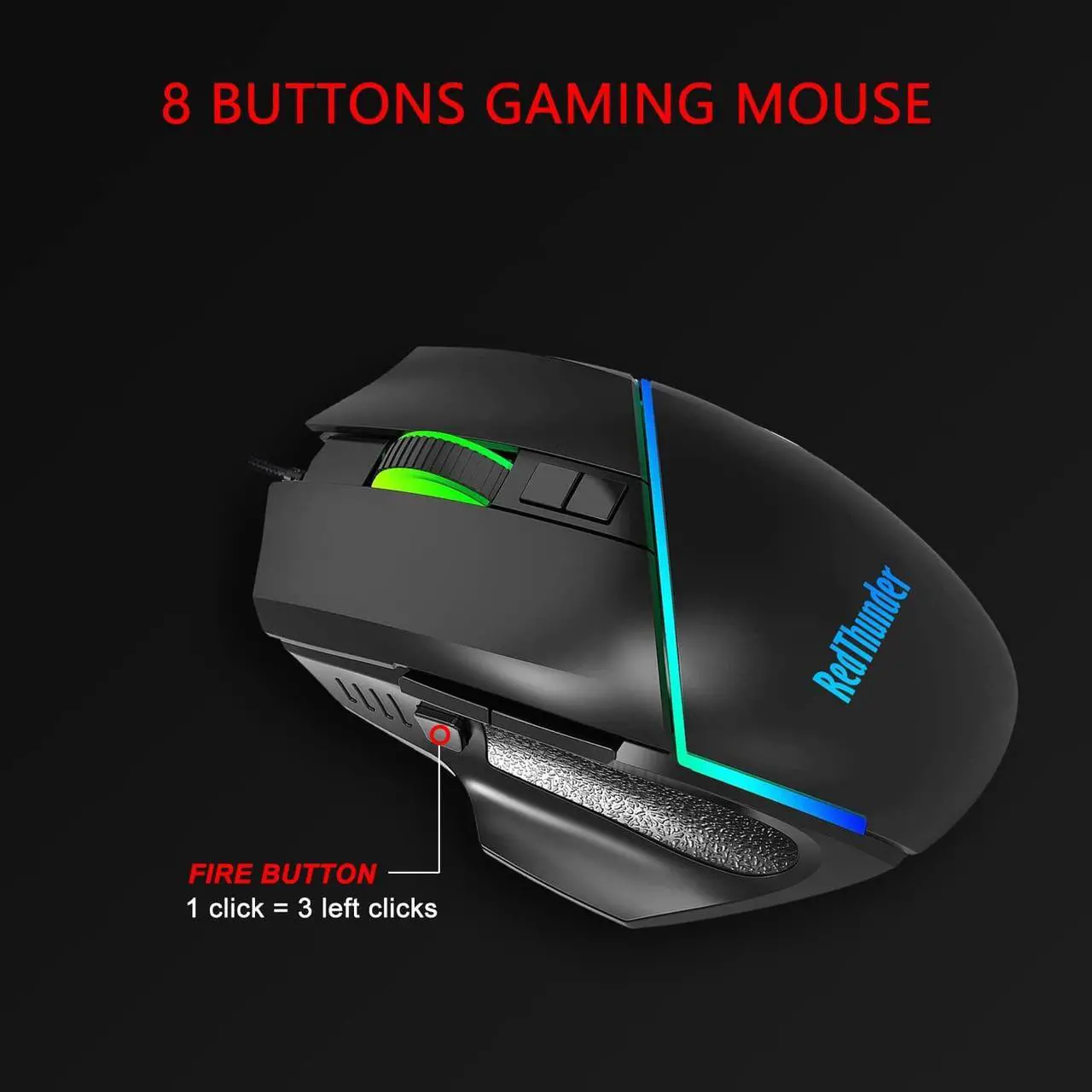 Alt view image 6 of 7 - RedThunder One-Handed RGB Gaming Keyboard and Mouse Combo, 35 Keys Mini Gaming Keypad, 6400 DPI Mouse, Portable Game Controller for PC Gamer