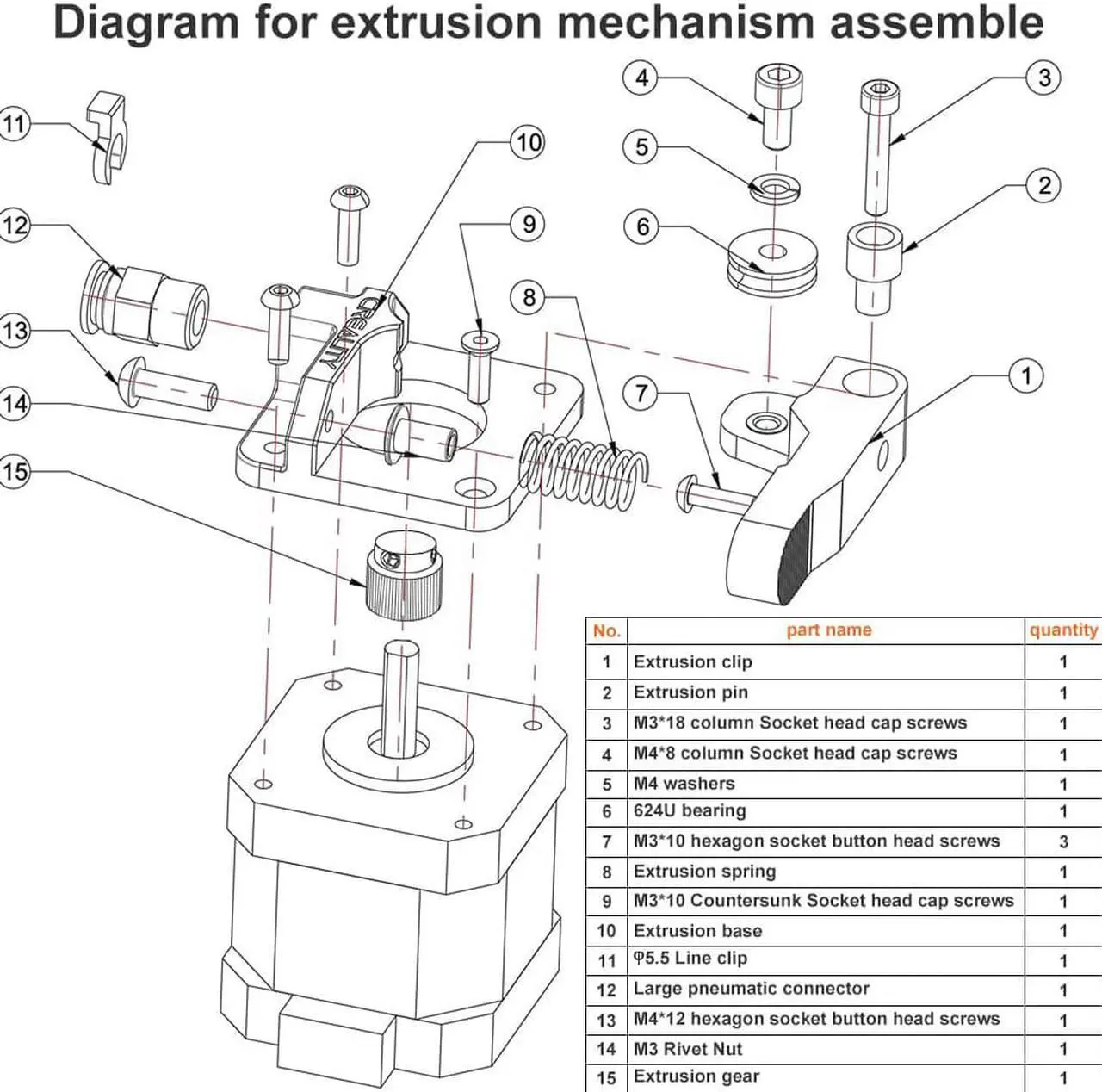 Alt view image 5 of 6 - Creality Official Ender 3 Extruder Upgrade Metal MK8 Bowden Extruder Drive Feeder 3D Printer Parts for Ender-3 V2/Ender-3 Pro/Ender-3 Max CR-10/10S Gray Aluminum 1.75mm Filament 3D Printer Extruder