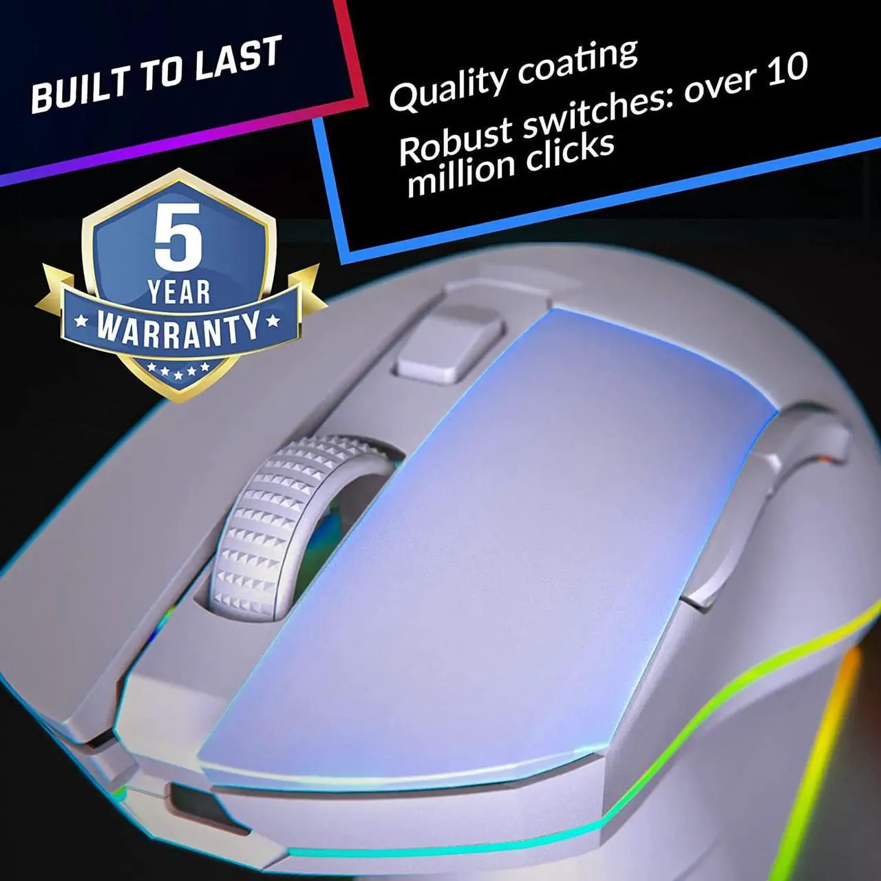 Alt view image 6 of 7 - KLIM Blaze Pro Rechargeable Wireless Gaming Mouse with Charging Dock RGB - New 2023 - High-Precision Sensor and Long-Lasting Battery - Up to 6000 DPI - Great PC Gaming Mouse Wireless - White
