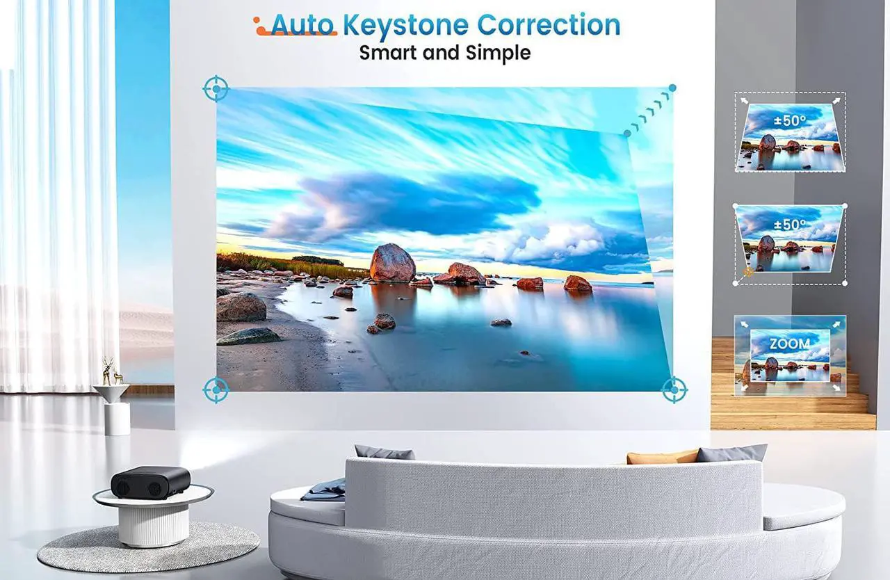 Alt view image 4 of 7 - Auto Focus - Projector 5G WiFi Bluetooth - Goiaey 480 ANSI 18000L Native 1080P Portable Outdoor Movie Projector 4K Support with Screen Auto 6D Keystone, Video Projector for iOS/Android/TV/PS5