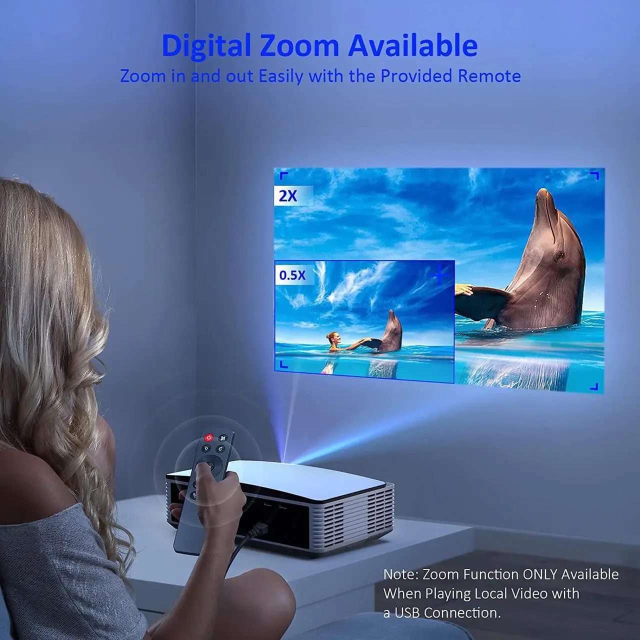 Alt view image 6 of 7 - NexiGo PJ30 Outdoor Projector, 450 ANSI Lumens, Native 1080P, Dolby_Sound Support, Movie Projector with WiFi and Bluetooth 5.1, Compatible w/TV Stick,iOS,Android,Laptop,Console