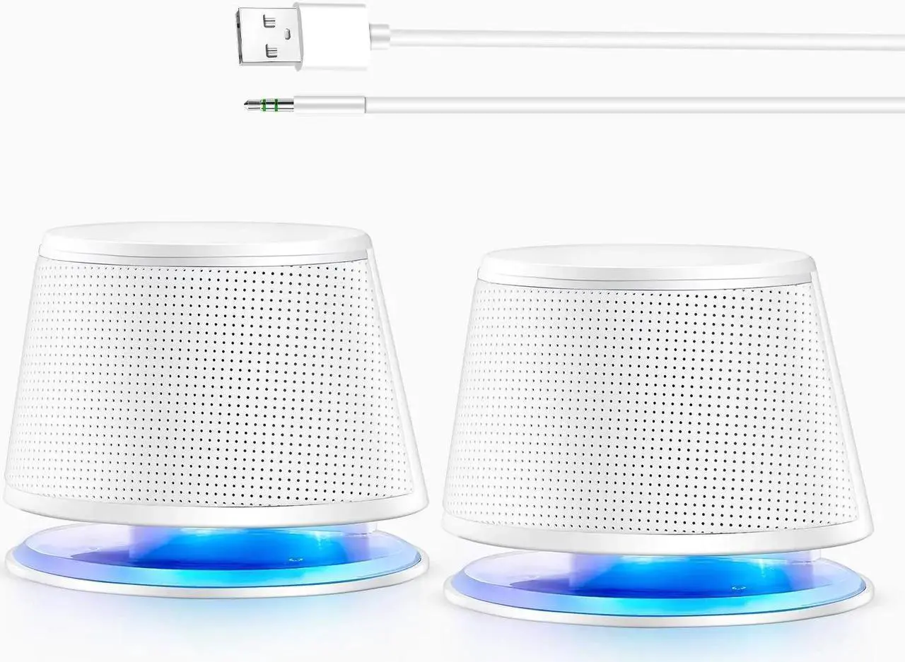 Alt view image 2 of 7 - Sanyun SW102 Computer Speakers, 5Wx2, Deep Bass in Small Body, Stereo 2.0 USB Powered 3.5mm Aux Multimedia Speakers, Built-in Bottom Bass Radiators, PC Laptop Desktop Speakers, White