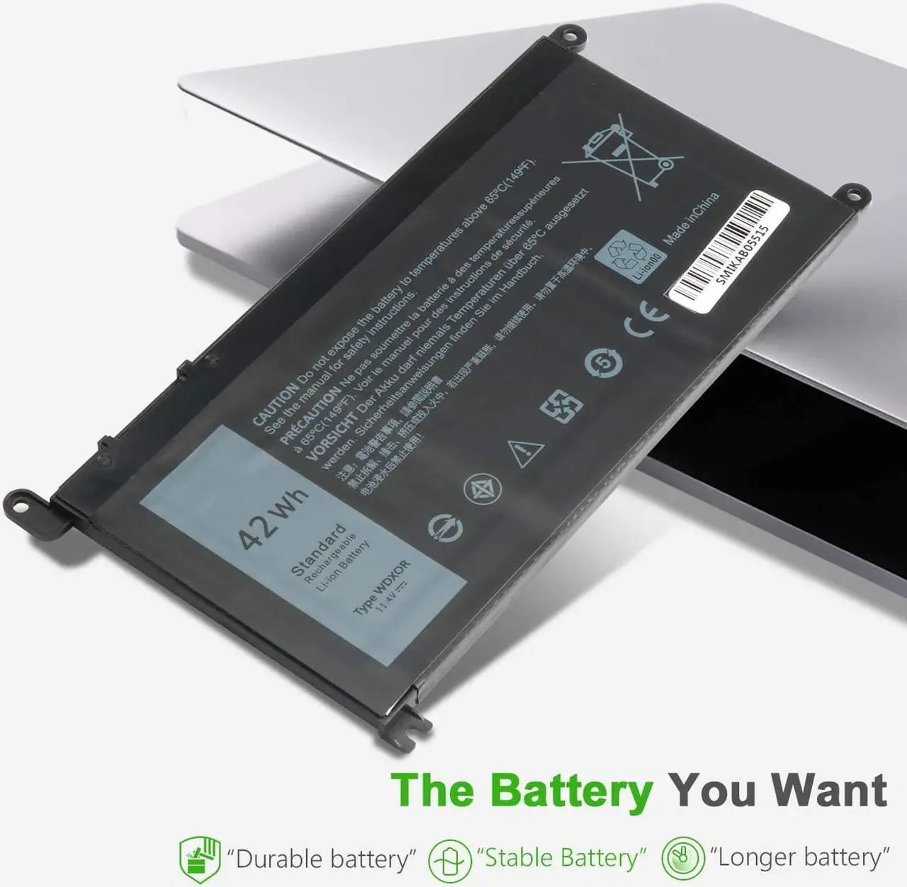 Alt view image 2 of 7 - 42WH WDXOR 11.4V Battery Replace for Dell Inspiron 13 7378 13 5000 5378 5368 15 7579 5567 5568 5578 7570 7569 Inspiron 5000 7000 17 5000 Series Laptop
