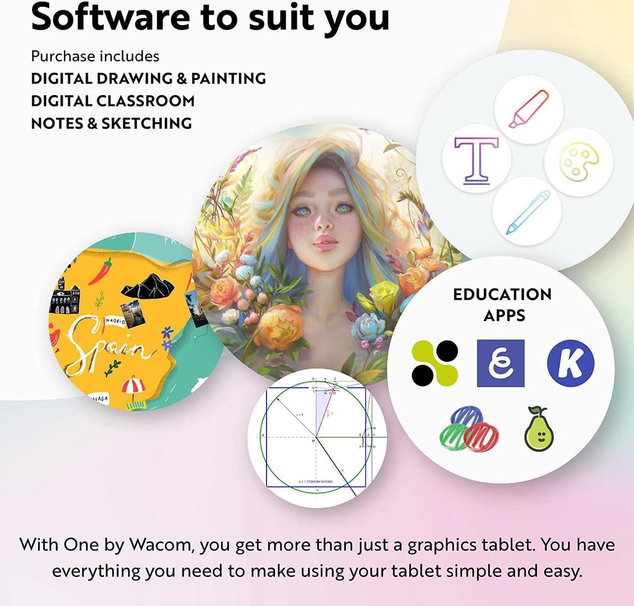 Alt view image 6 of 7 - One by Wacom Small Graphics Drawing Tablet 8.3 x 5.7 Inches, Portable Versatile for Students and Creators, Ergonomic 2048 Pressure Sensitive Pen Included, Compatible with Chromebook Mac and Windows