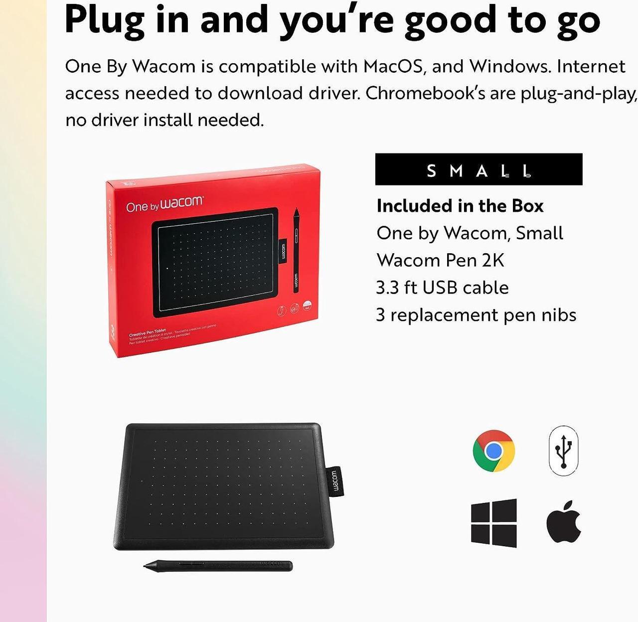 Alt view image 4 of 7 - One by Wacom Small Graphics Drawing Tablet 8.3 x 5.7 Inches, Portable Versatile for Students and Creators, Ergonomic 2048 Pressure Sensitive Pen Included, Compatible with Chromebook Mac and Windows