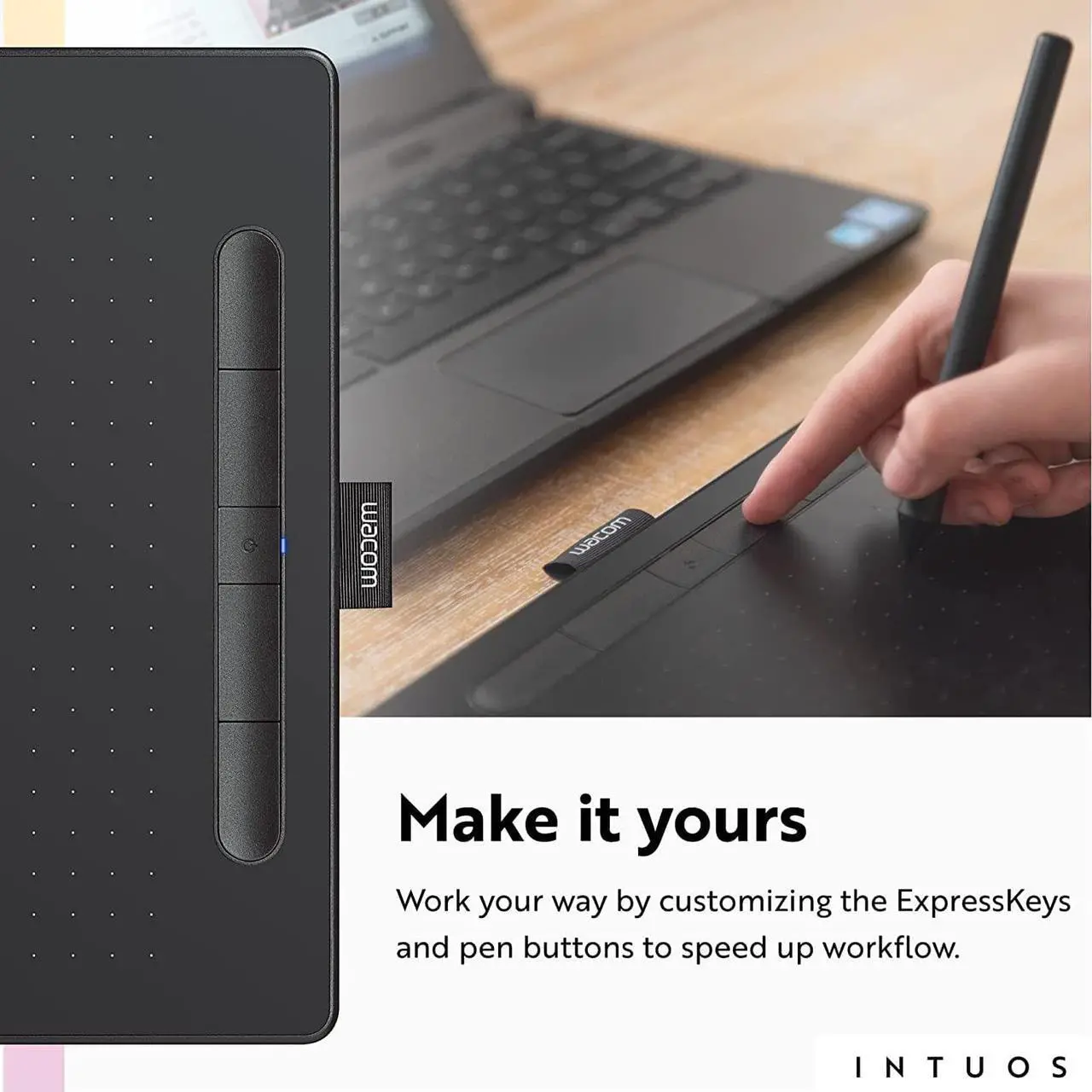 Alt view image 3 of 7 - Wacom Intuos Medium Bluetooth Graphics Drawing Tablet, Portable for Teachers, Students and Creators, 4 Customizable ExpressKeys, Compatible with Chromebook Mac OS Android and Windows - Black