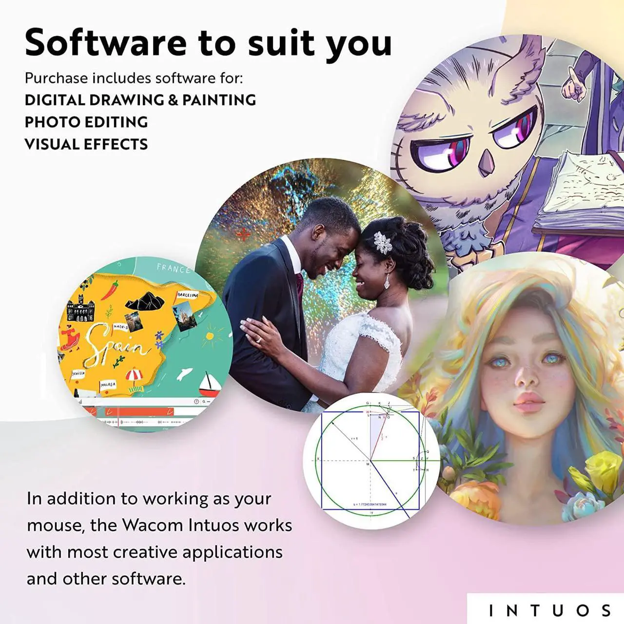 Alt view image 5 of 7 - Wacom Intuos Medium Bluetooth Graphics Drawing Tablet, Portable for Teachers, Students and Creators, 4 Customizable ExpressKeys, Compatible with Chromebook Mac OS Android and Windows - Black