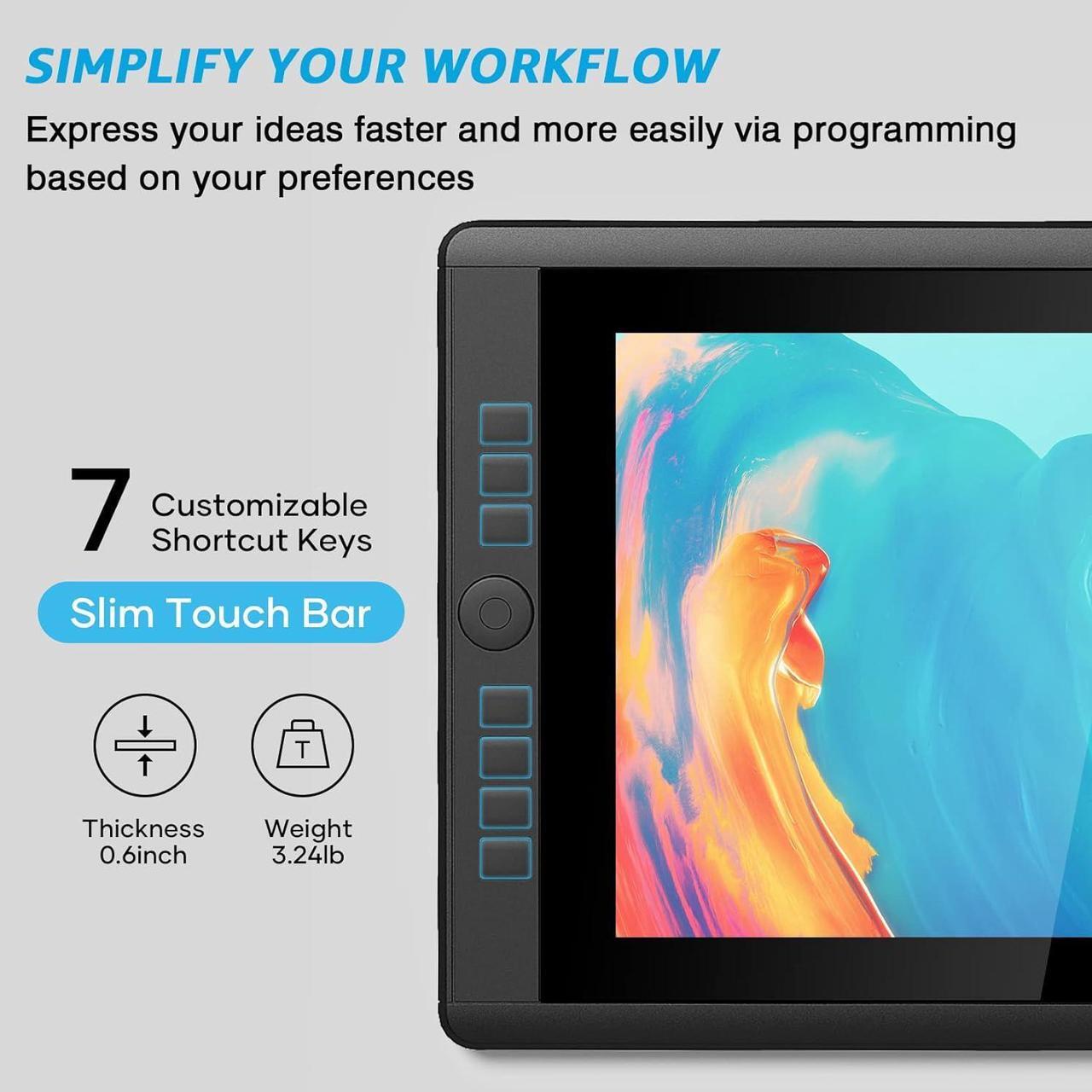 Alt view image 6 of 7 - Drawing Tablet with Screen, 15.6'' XOPPOX Graphics Drawing Monitor Pen Display with 1080P Full Laminated Screen,Tilt 8192 Levels Battery-Free Stylus,Adjustable Stand,Compatible for Window/Mac
