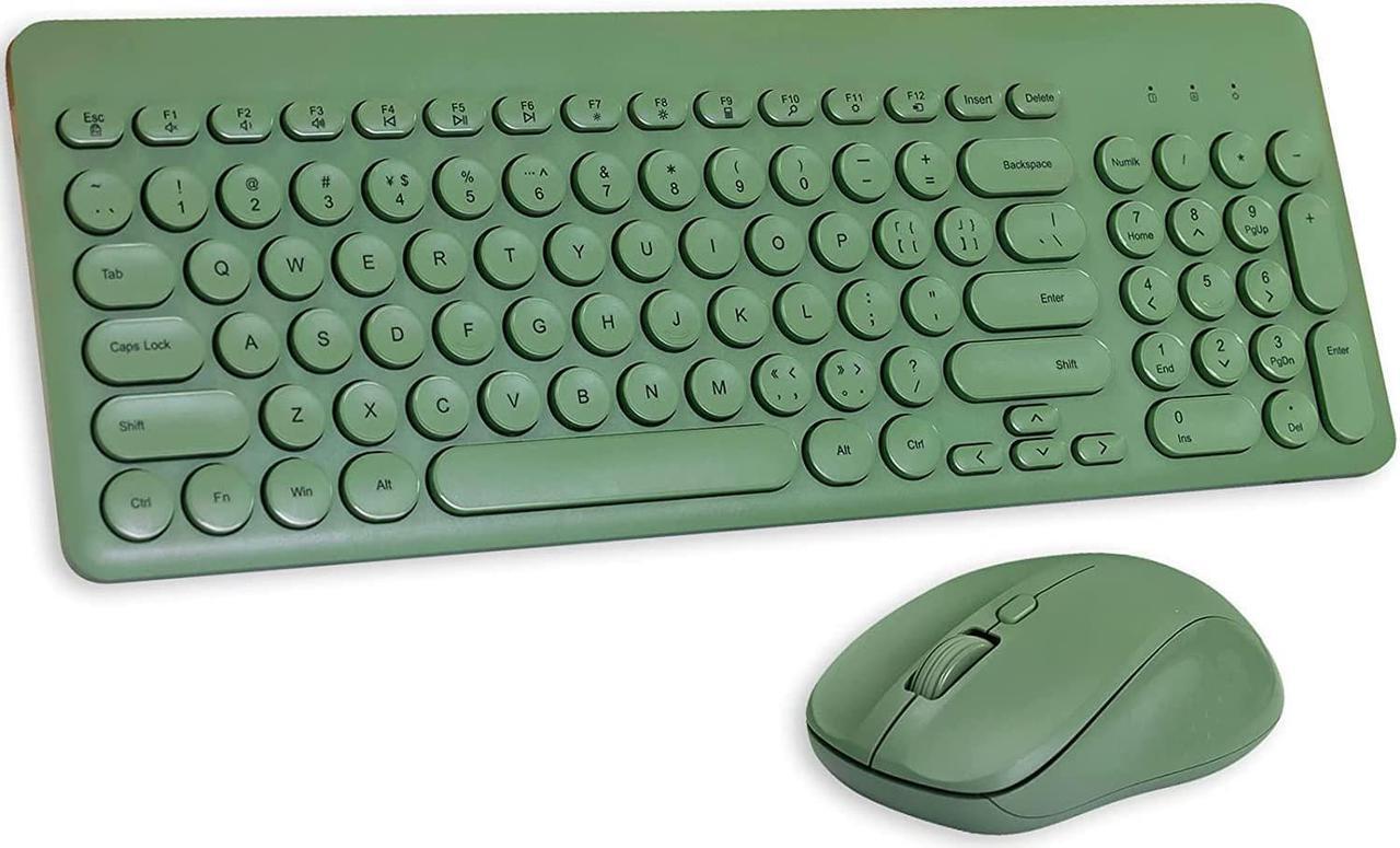 Main image of Arcwares Wireless Keyboard and Mouse Combo, Sweet Green Cute Keyboard, 2.4G USB Ergonomic Full-Sized Mute Keyboard for Computer, Laptop, PC Desktops, Mac
