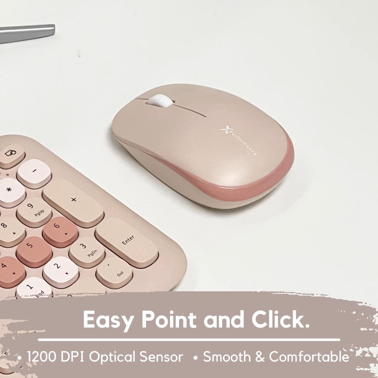 Alt view image 6 of 7 - X9 Performance Colorful Keyboard and Mouse Combo - 2.4Ghz Wireless - Transform Your Space with a Cute Wireless Keyboard and Mouse Set (110 Keys and 18 Shortcuts) - for PC and Chrome (Brown)