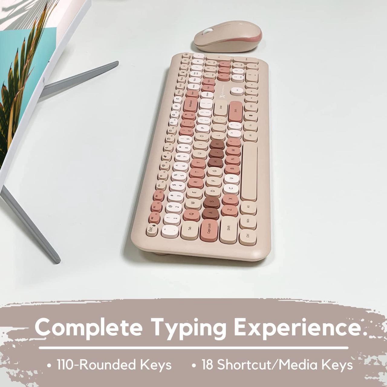 Alt view image 5 of 7 - X9 Performance Colorful Keyboard and Mouse Combo - 2.4Ghz Wireless - Transform Your Space with a Cute Wireless Keyboard and Mouse Set (110 Keys and 18 Shortcuts) - for PC and Chrome (Brown)