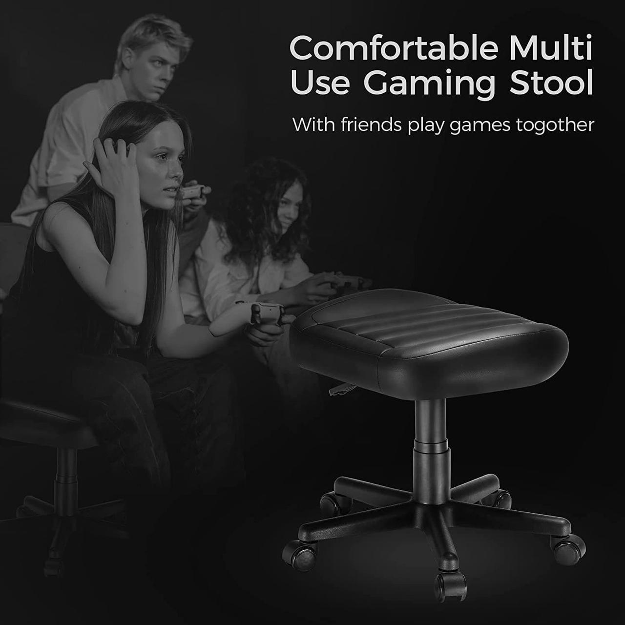 Alt view image 4 of 7 - EUREKA ERGONOMIC Multi-Use Stool,Gaming Foot Stool,Height Adjustable Swivel Rolling Stool Chair W Wheels,Ottoman Footrest Simple Meeting Chair Video Game Stool for Gaming Home Office,Black