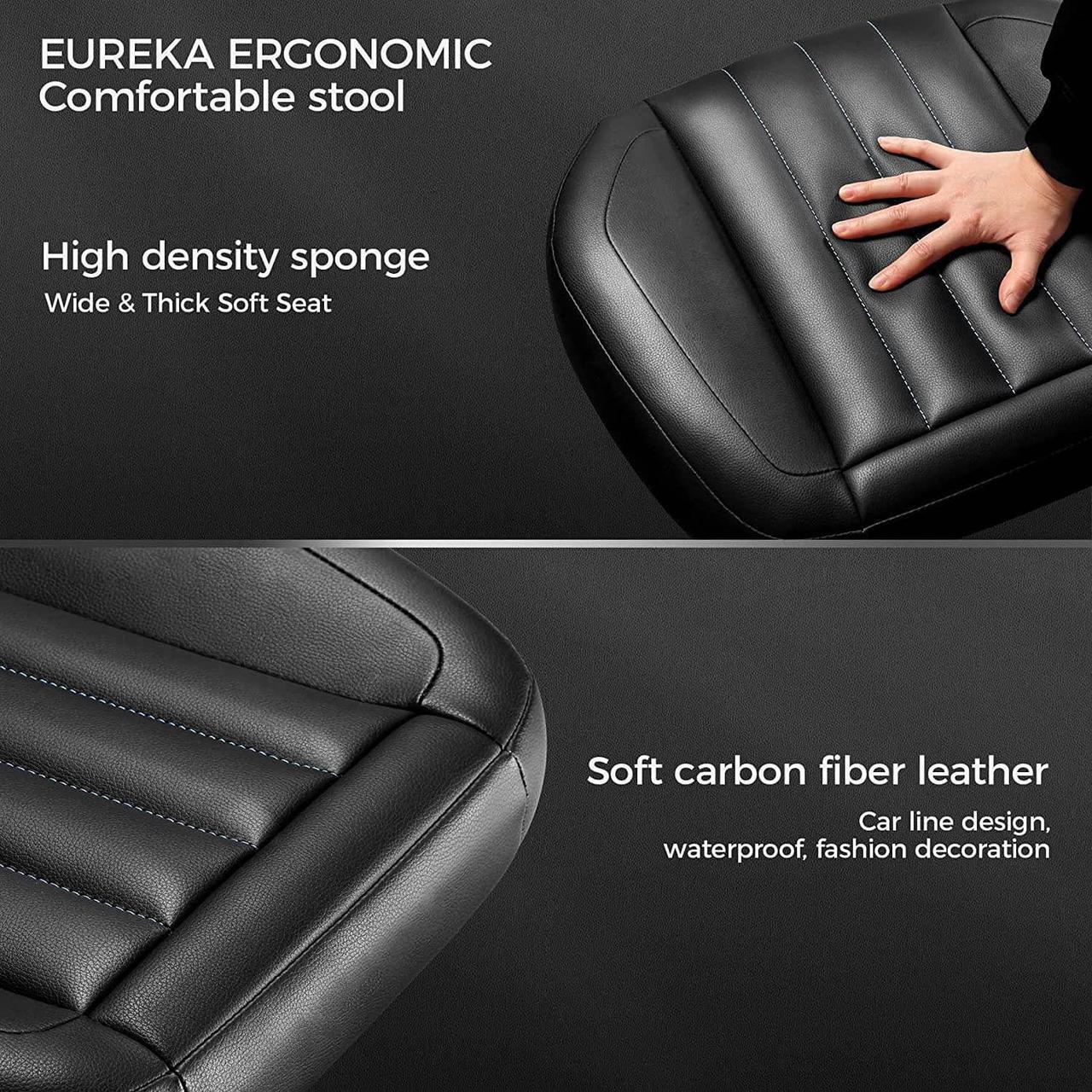 Alt view image 6 of 7 - EUREKA ERGONOMIC Multi-Use Stool,Gaming Foot Stool,Height Adjustable Swivel Rolling Stool Chair W Wheels,Ottoman Footrest Simple Meeting Chair Video Game Stool for Gaming Home Office,Black