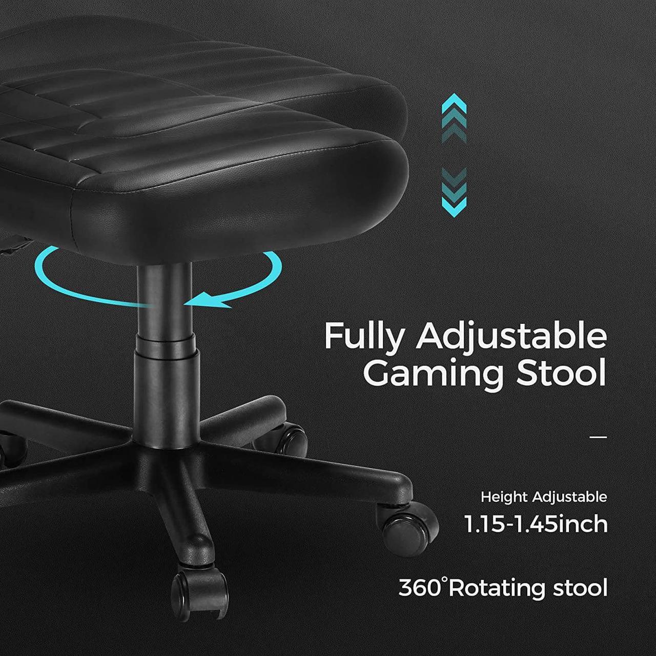Alt view image 7 of 7 - EUREKA ERGONOMIC Multi-Use Stool,Gaming Foot Stool,Height Adjustable Swivel Rolling Stool Chair W Wheels,Ottoman Footrest Simple Meeting Chair Video Game Stool for Gaming Home Office,Black