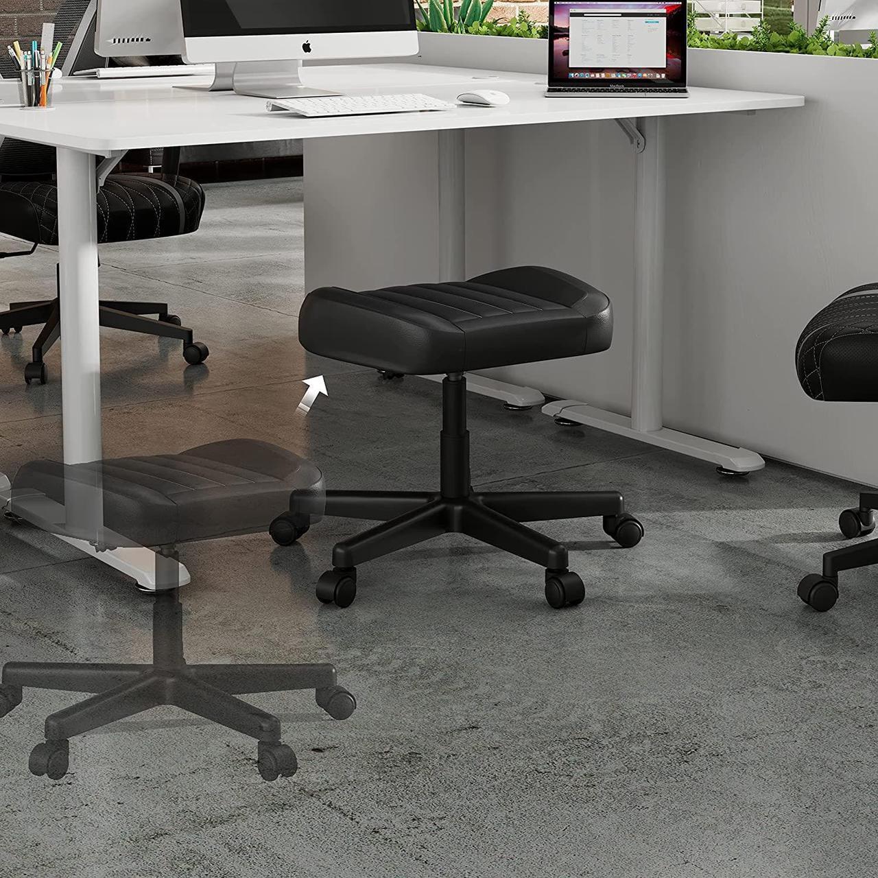 Alt view image 5 of 7 - EUREKA ERGONOMIC Multi-Use Stool,Gaming Foot Stool,Height Adjustable Swivel Rolling Stool Chair W Wheels,Ottoman Footrest Simple Meeting Chair Video Game Stool for Gaming Home Office,Black