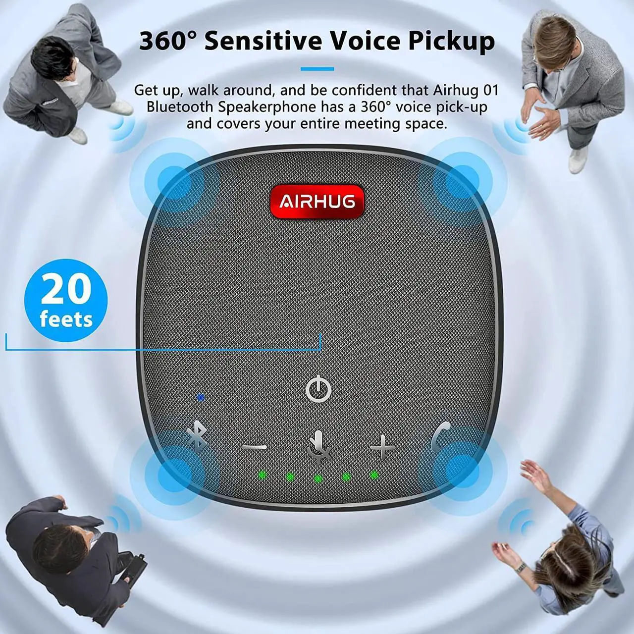 Alt view image 4 of 6 - Bluetooth Speakerphone,6 metes HD Voice Pick Up,Advanced Noise Reduction Algorithm,USB-C Plug & Play,Compatible with Zoom,MS Team,Skype,Webex