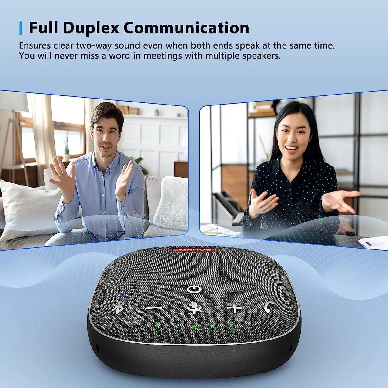 Alt view image 5 of 6 - Bluetooth Speakerphone,6 metes HD Voice Pick Up,Advanced Noise Reduction Algorithm,USB-C Plug & Play,Compatible with Zoom,MS Team,Skype,Webex