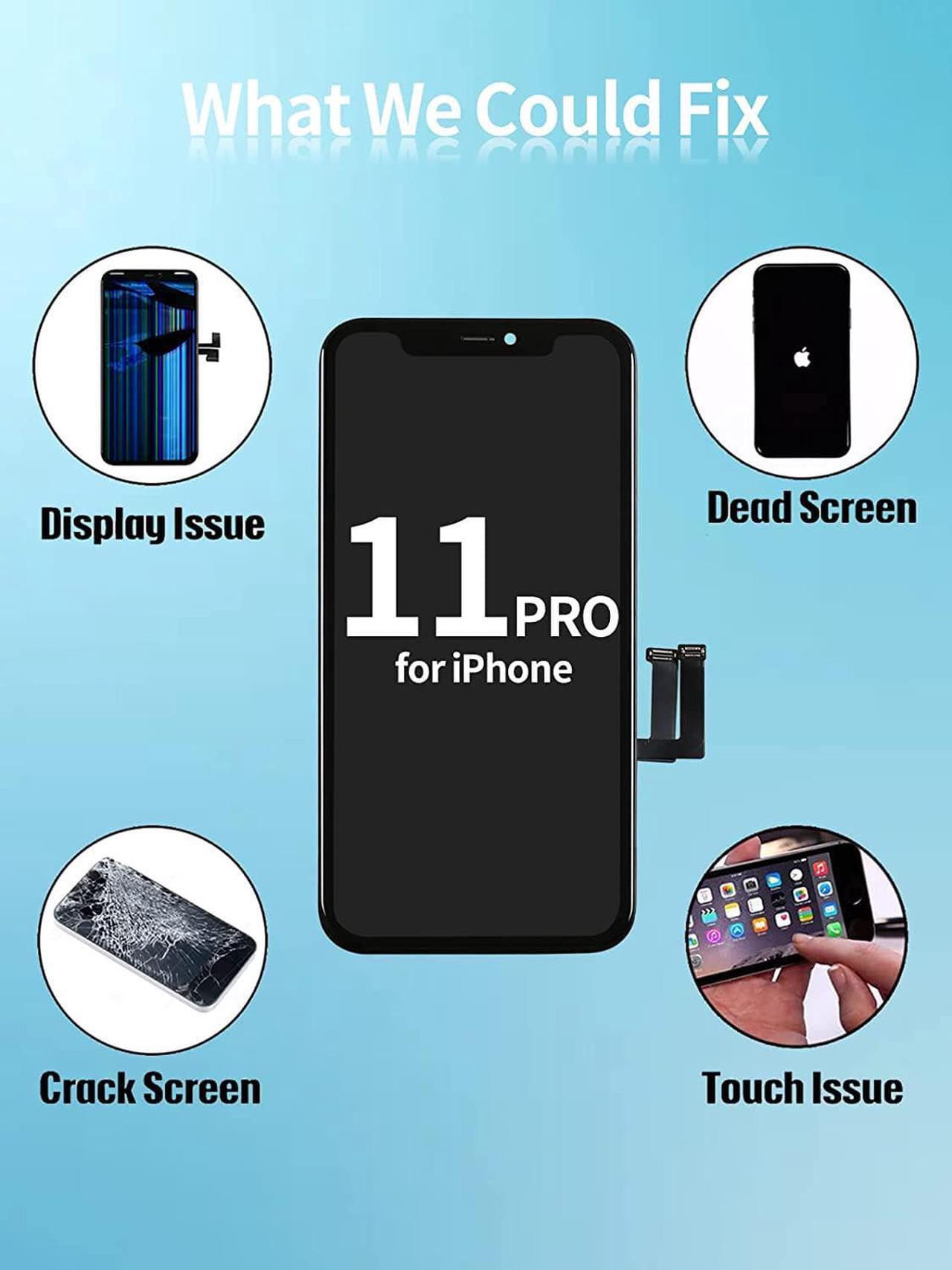 Alt view image 5 of 6 - for iPhone 11 Pro Screen Replacement, 5.8-inch, LCD Display and Touch Digitizer Full Assembly with Repair Tool Kits Waterproof Tape and Screen Protector True Tone Programmable