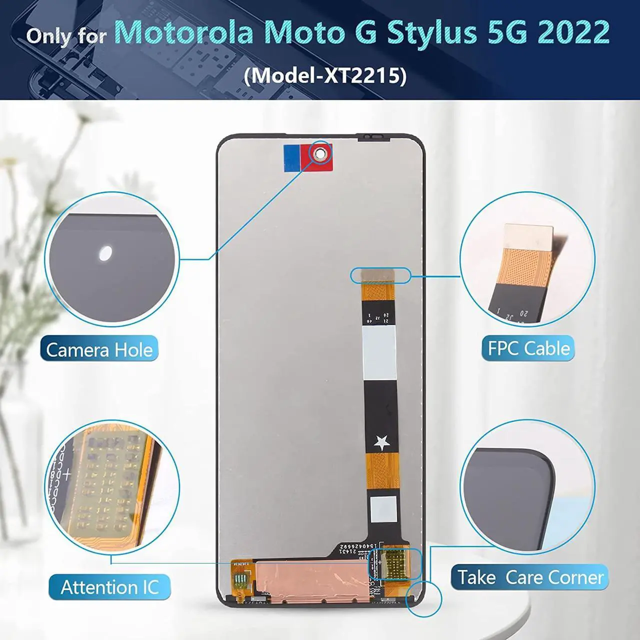 Alt view image 5 of 7 - Screen for Motorola Moto G Stylus 5G 2022 Screen Replacement for Motorola G Stylus 5G 2022 XT2215 XT2215-1 XT2215DL LCD Display Touch Screen Digitizer Assembly Replacement with Kit