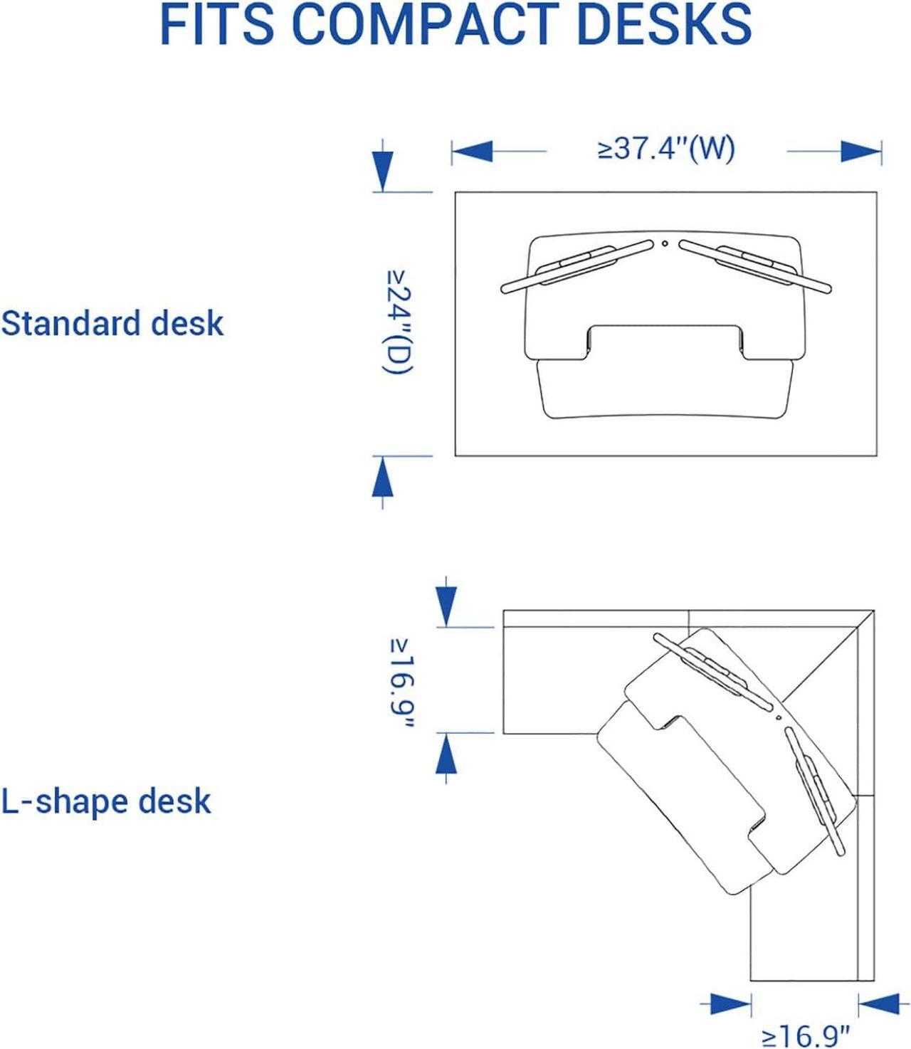 Alt view image 7 of 7 - Electric Standing Desk Converter 36" Wide Motorized Stand up Riser for Monitor and Laptop, Black Height Adjustable Workstation for Home Office