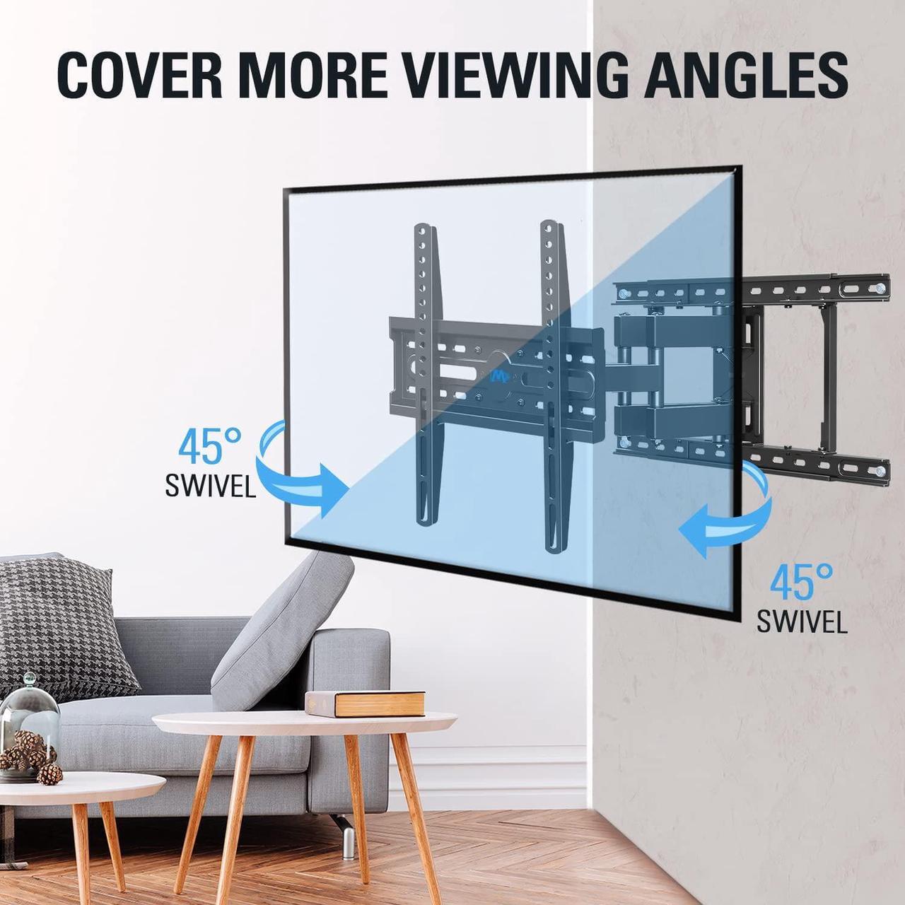 Alt view image 5 of 7 - TV Mount Full Motion TV Wall Mount for Most 32-65 Inch Flat Screen TV, Wall Mount TV Bracket with Dual Arms, Max VESA 400x400mm and 99 LBS, Fits 16", 18", 24" Studs MD2380-24K TV Mounts
